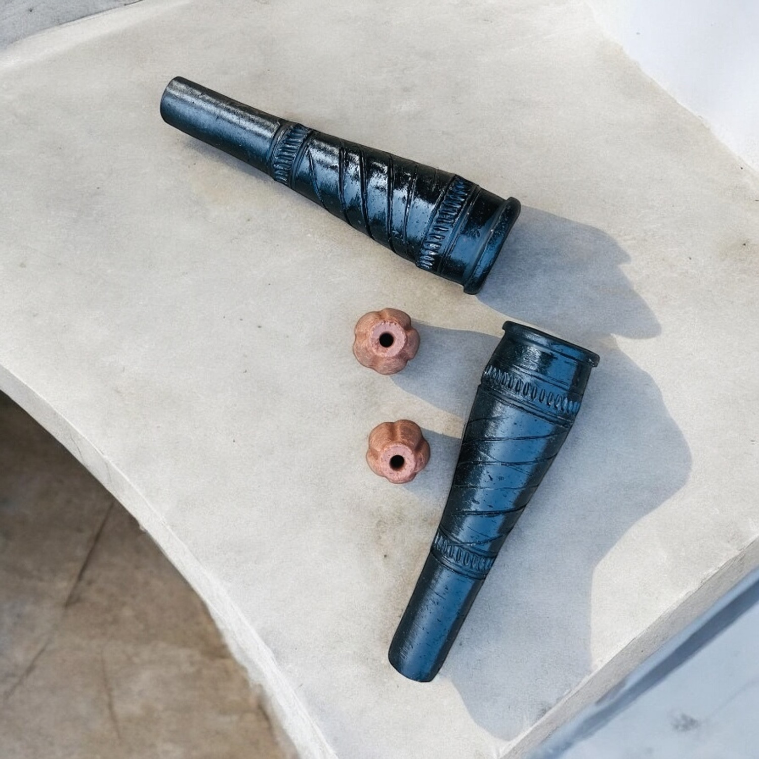 Image of KESHU HANDICRAFT Resuable Modern Fusion Chillum /Eco Friendly Chillum With Gitti Terracotta Outside Fitting Hookah Mouth Tip
