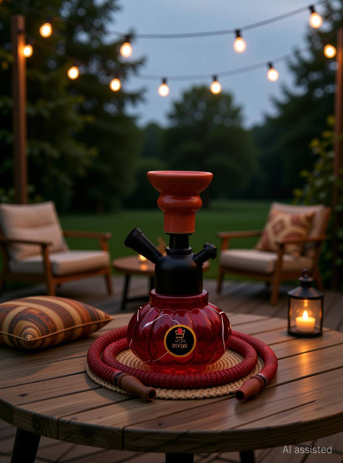Bezak Red Hookah with Black Met Finish (8 Inches)(Kharbuza Shaped) 8 inch Glass Hookah