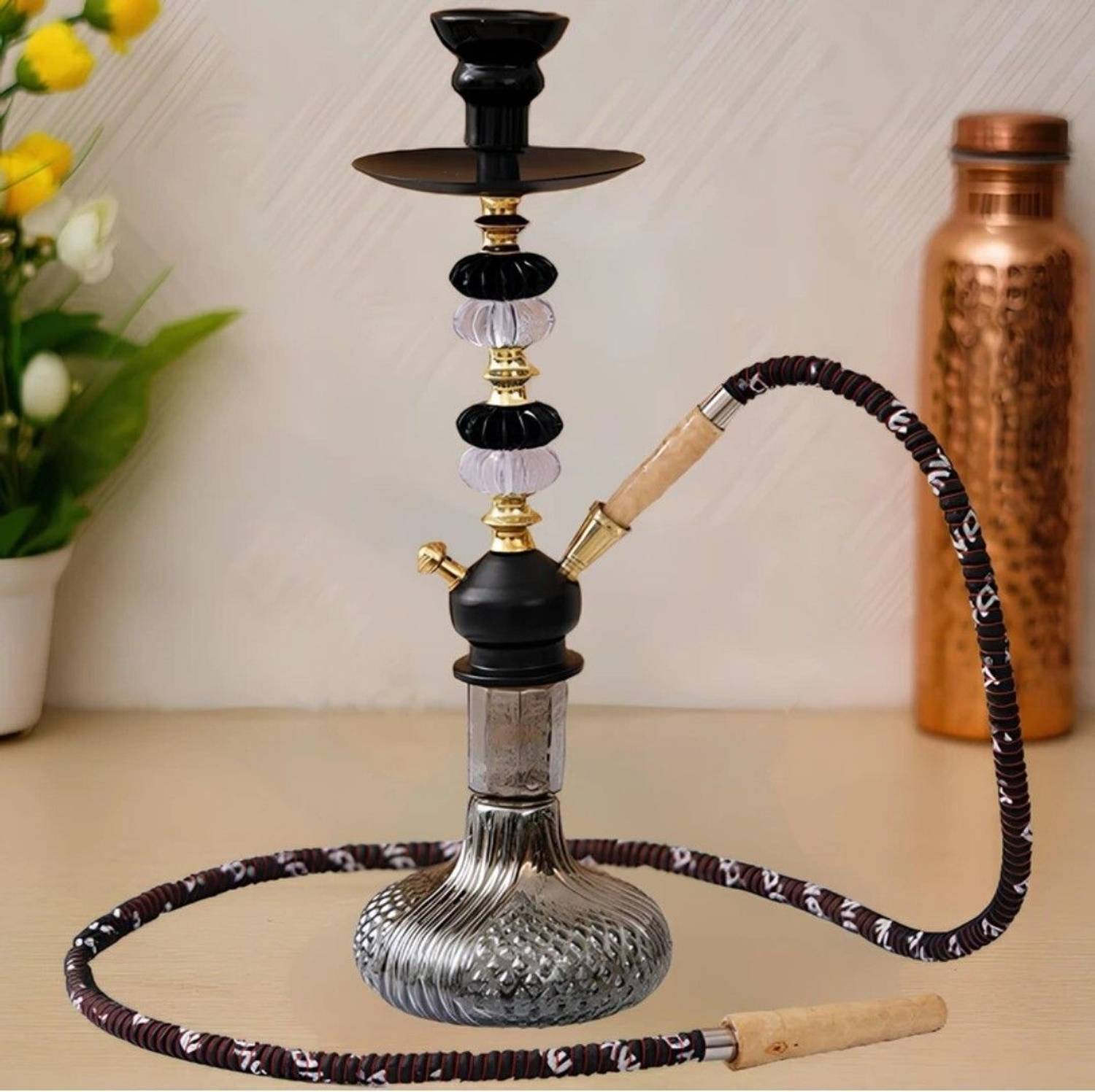 SMOCK STRECH 18-Inch Black and Gold Hookah - Image 5