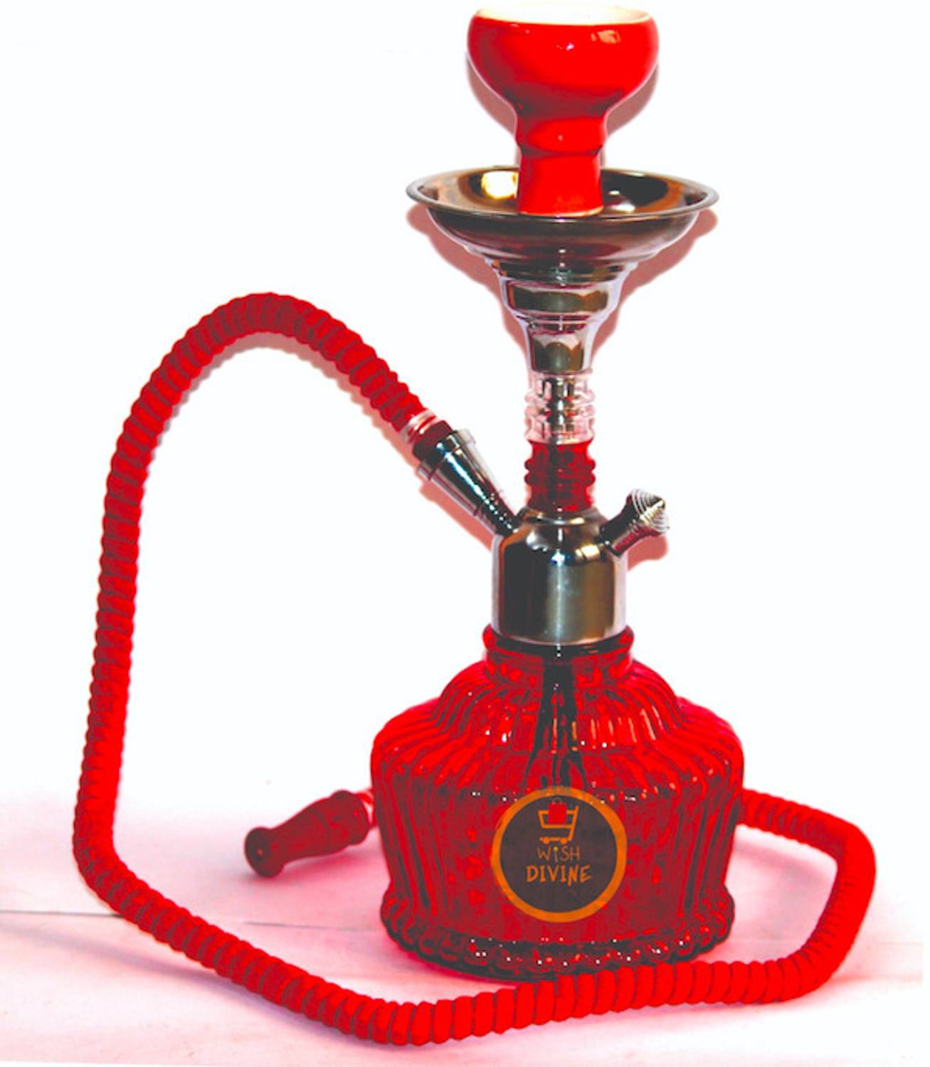 Bezak Blue Hookah with Black Met Finish (8 Inches)(Kharbuza Shaped) 8 inch Glass Hookah