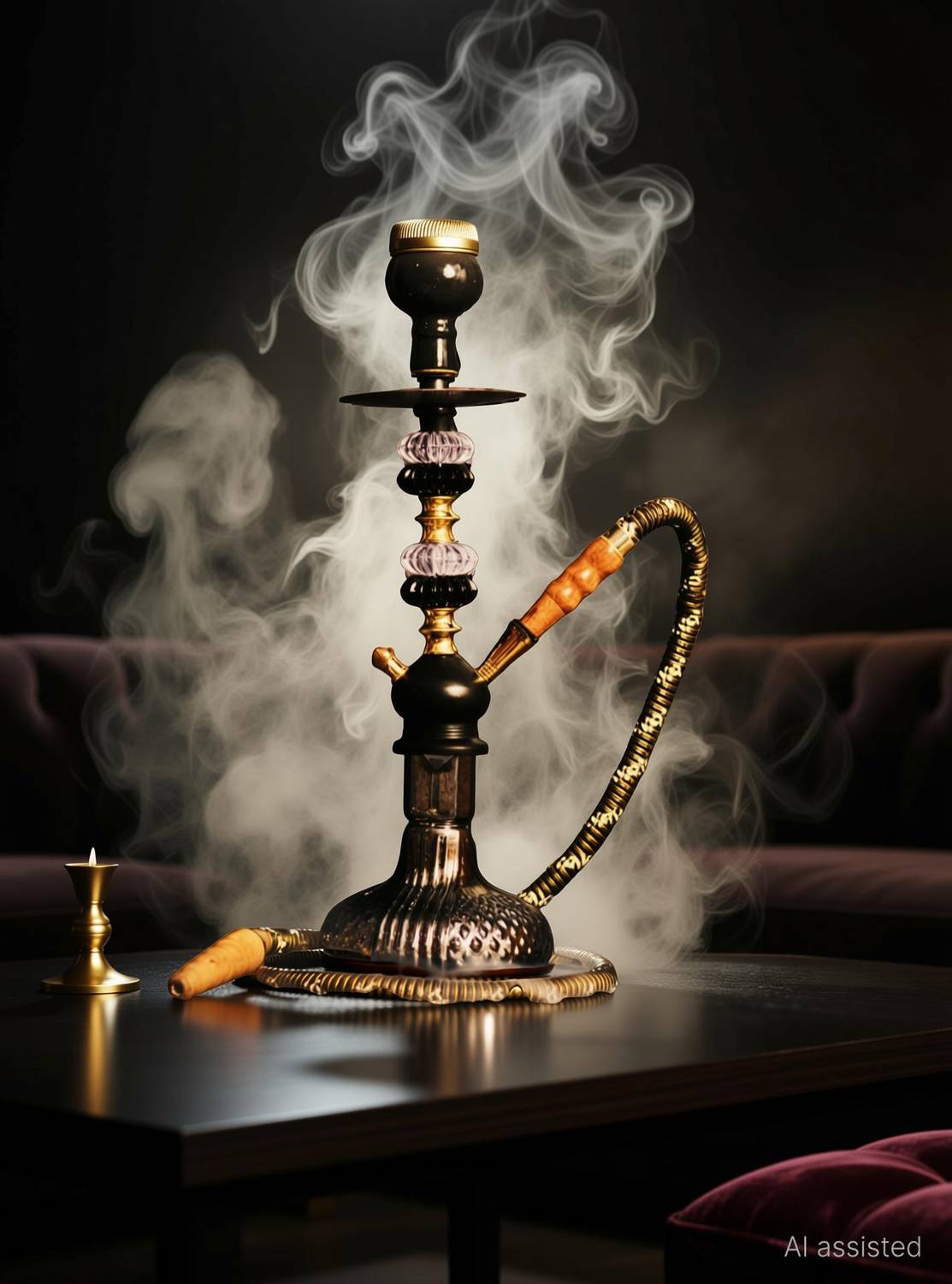 SMOCK STRECH 18-Inch Black and Gold Hookah - Image 2