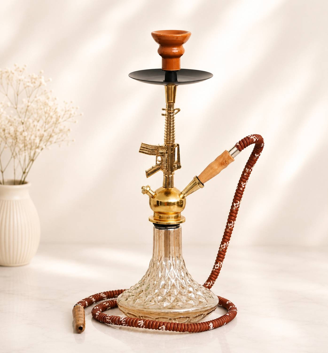 Vespers Diamond Gun Gold 18 inch Glass Hookah - Image 2