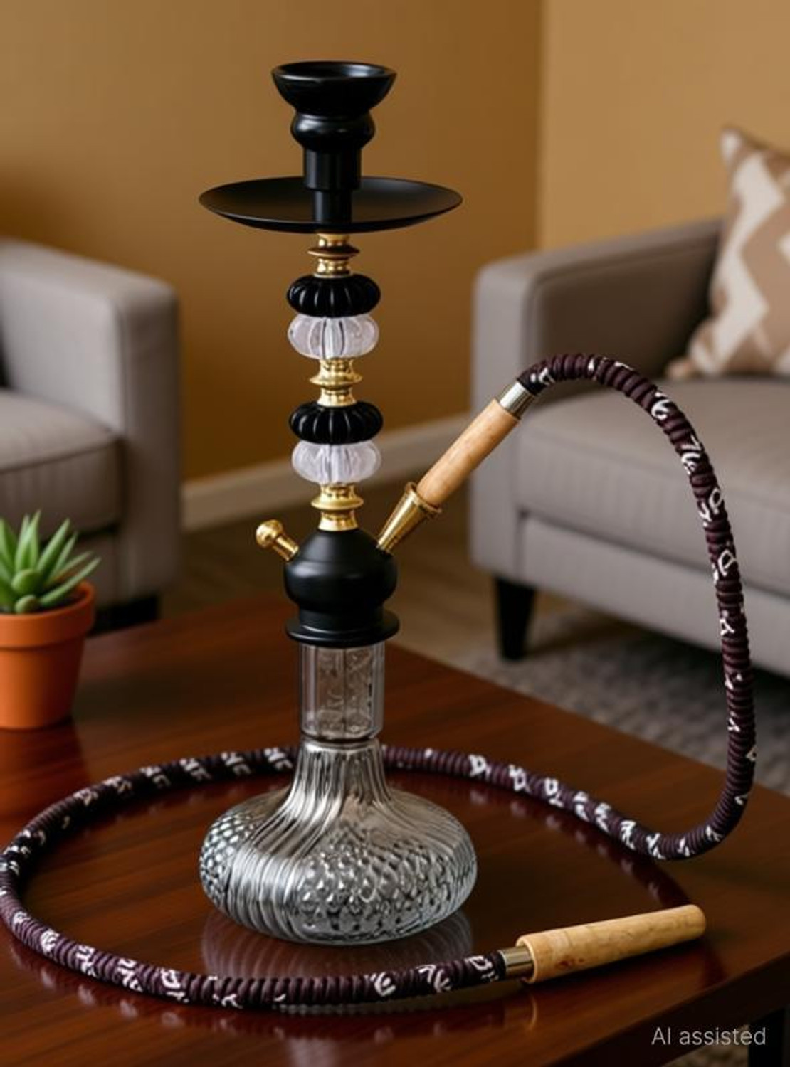 Image of Wish Divine Glass Hookah Pot Black Big Luna (Height 20 Inches) 22 inch Glass Hookah