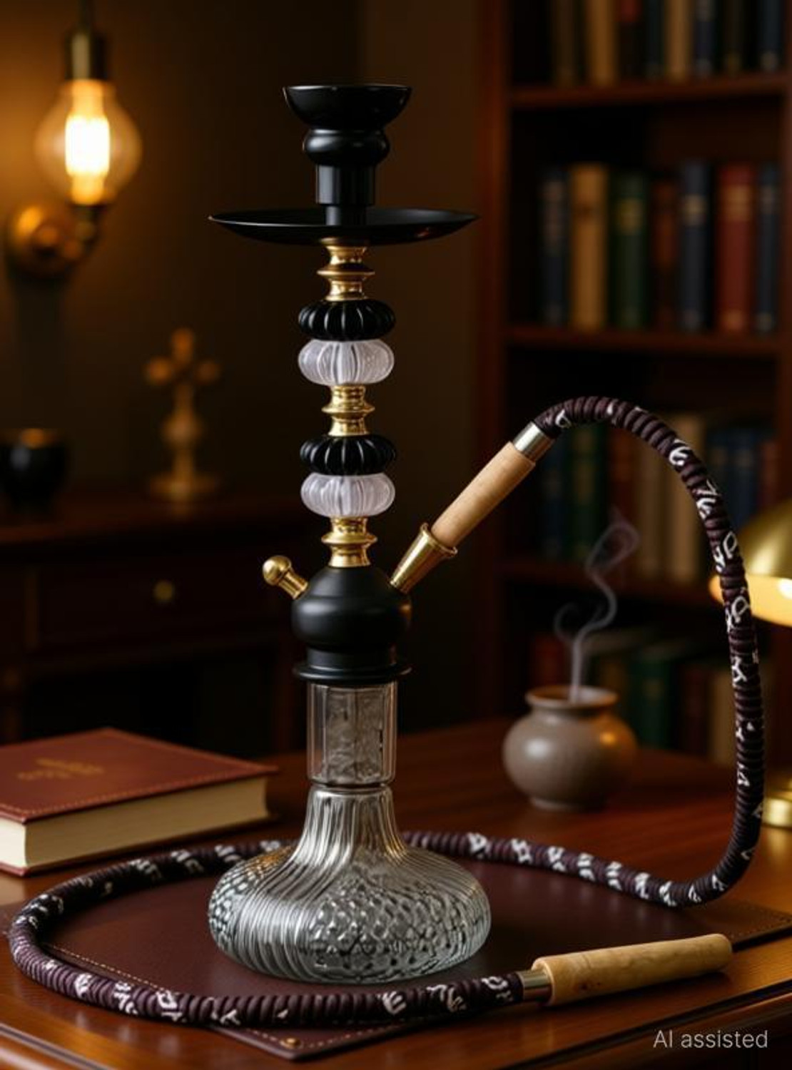 Image of Wish Divine Glass Hookah Pot Black Big Luna (Height 20 Inches) 22 inch Glass Hookah