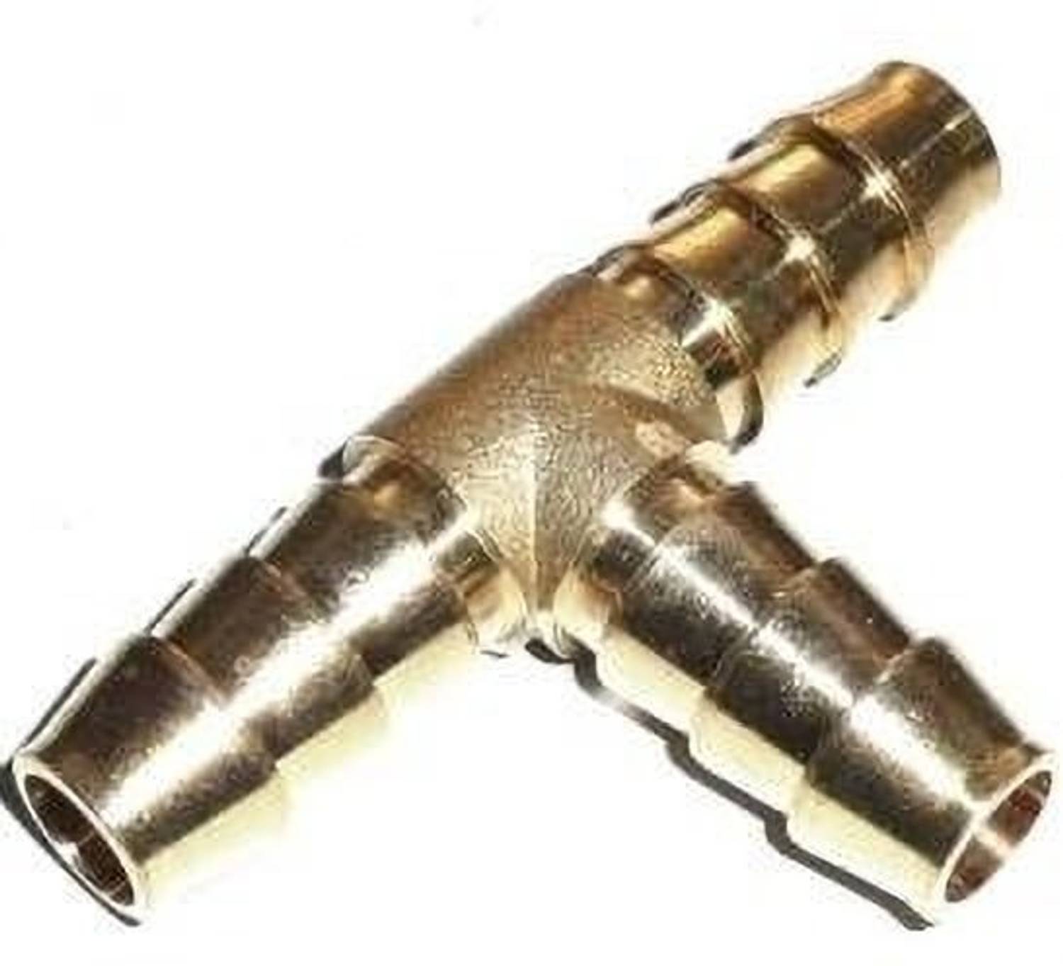 5-Pack Brass 3-Way Tee Fitting – 9/16 Inch (14mm) Hose Barb Connector For Air / Fuel / Water
