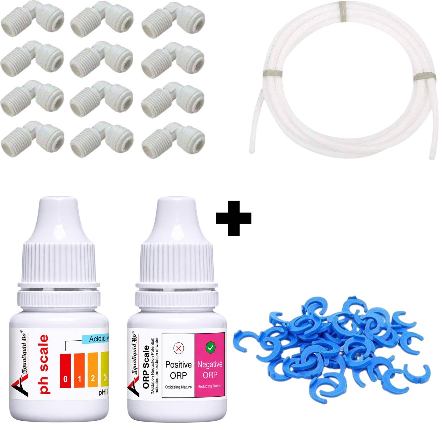 AQUALIQUID RO Elbow Connectors 1/4 Inch Qc Push fit X 1/4 Inch Thread (Pack Of 12) + 1/4" Pipe Tube 3 Meter For Ro Water Purifier- 12 Pcs Hose Connector