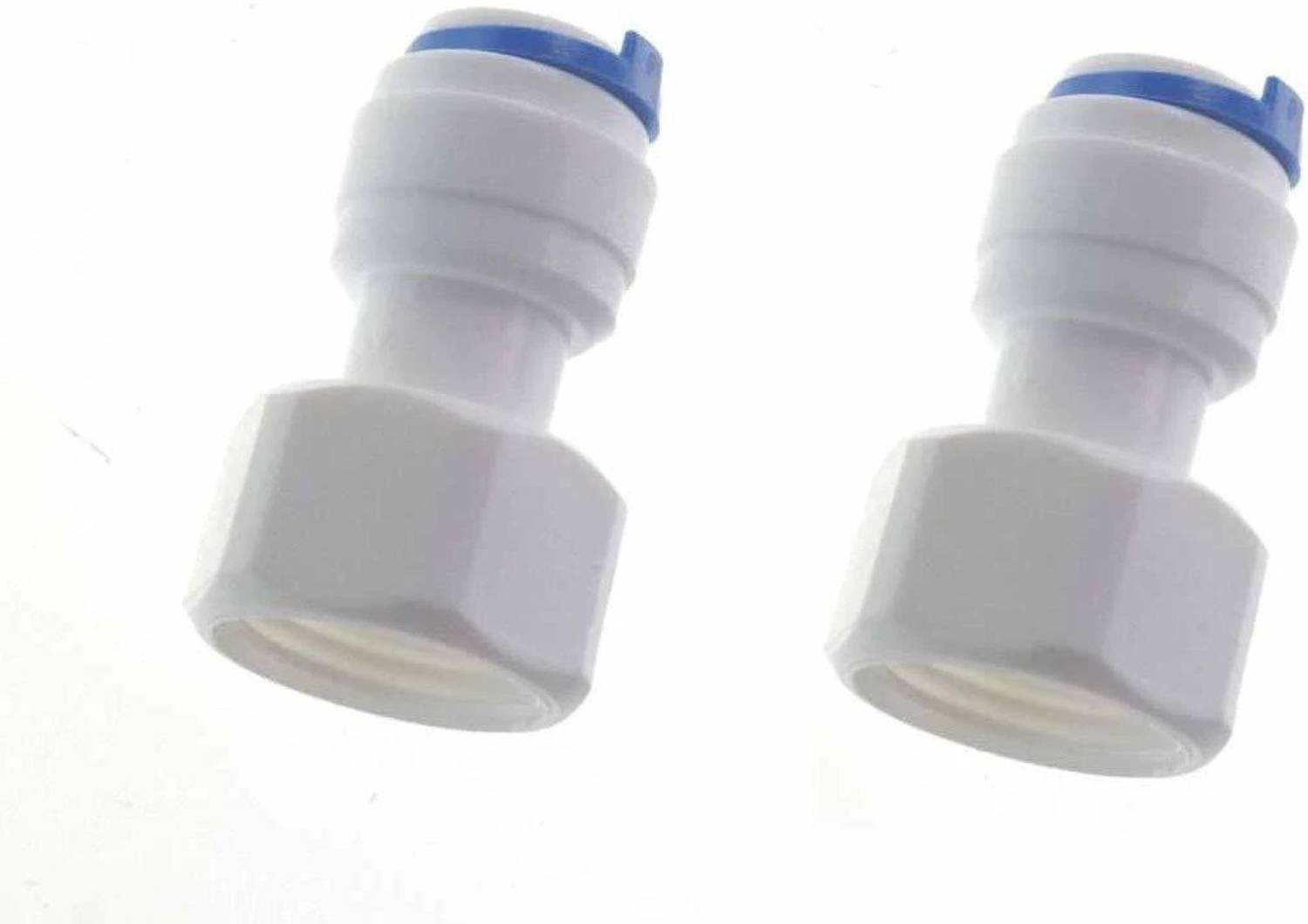 Aameria RO 2 Pcs Female Direct Valve Straight Connector, 1/2" Female Thread X 3/8" Push fit RO tube For All Water Purifer (Set of 2 Pcs with Washer) Hose Connector