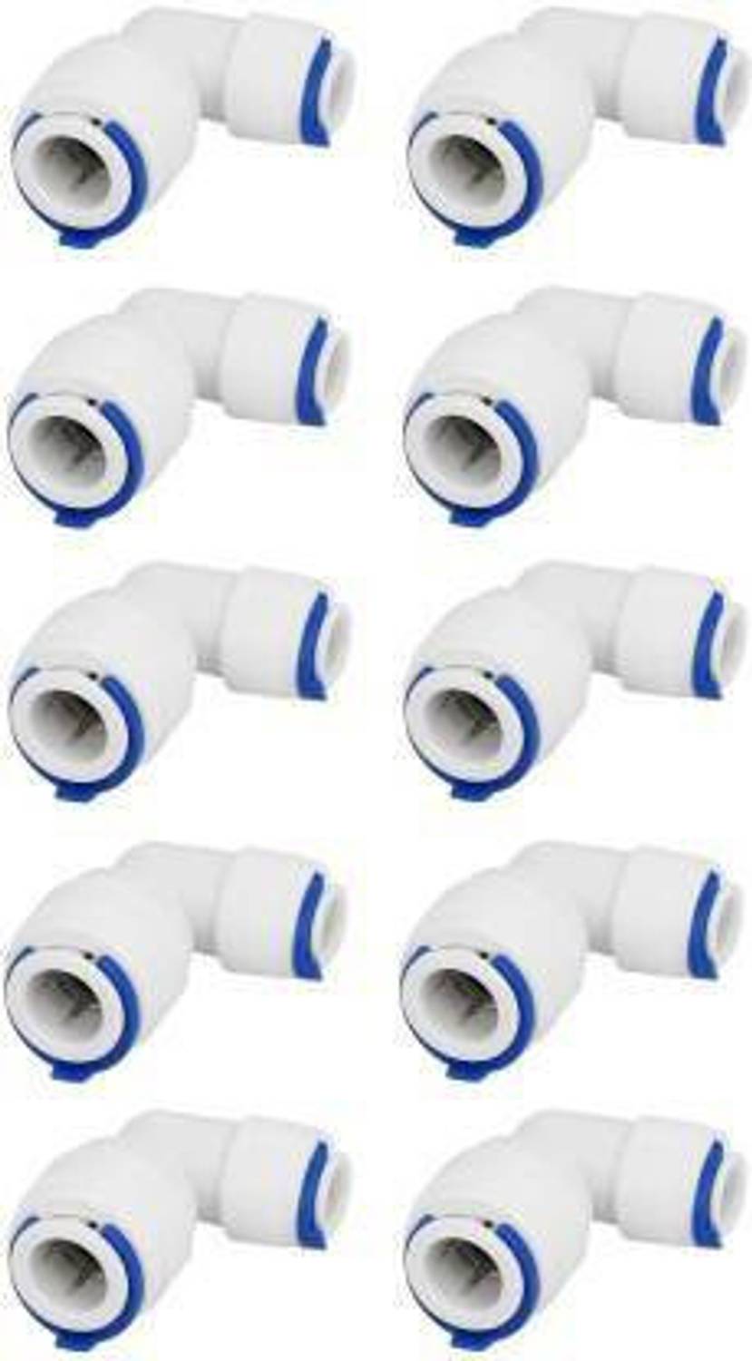 Aameria RO Quick Fitting Push Fit Type Connection Aqua Elbow Connectors fit with Blue Locks(Pack Of 10pcs) Hose Connector