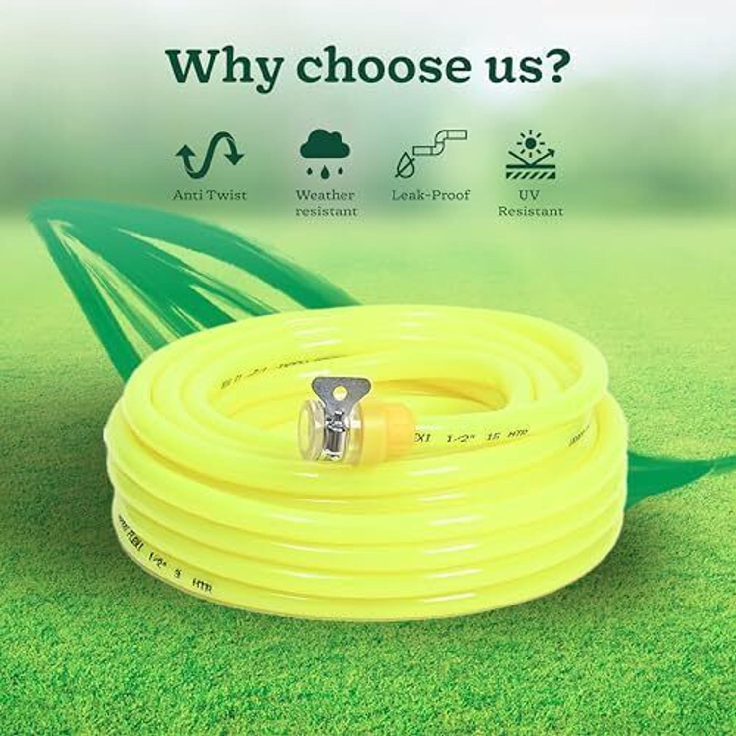 Image of UGAOO Flexi Water Hose PVC Pipe with Leak-Proof Tap Adaptor (15 m) | Heavy Duty Pipe Flexi Water Hose PVC Pipe with Leak-Proof Tap Adaptor Hose Pipe