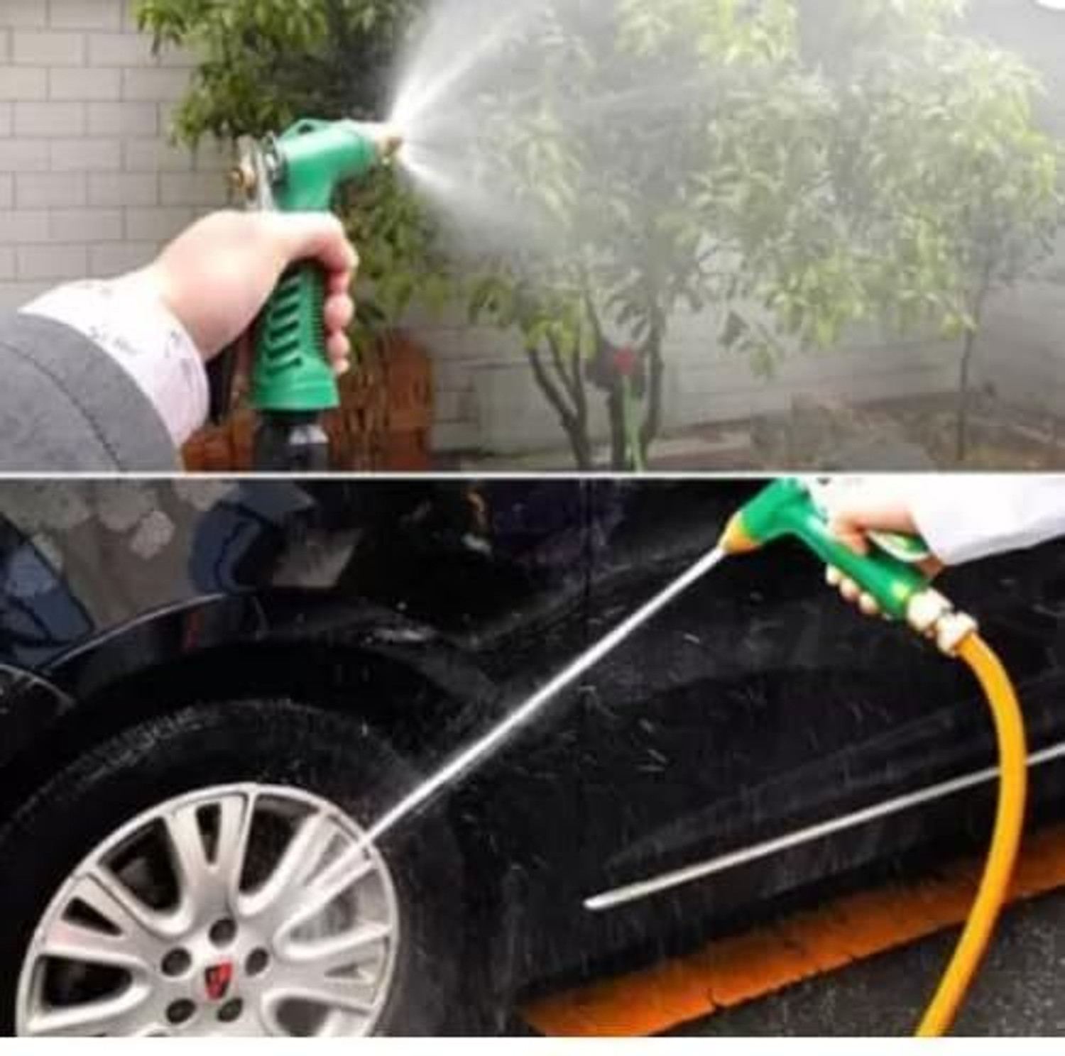 Image of AHYRA AY-20 MTR braided Hose Pipe with spray gun, tap connectors and clamps AH-20MTR-SLIM GUN Hose Pipe