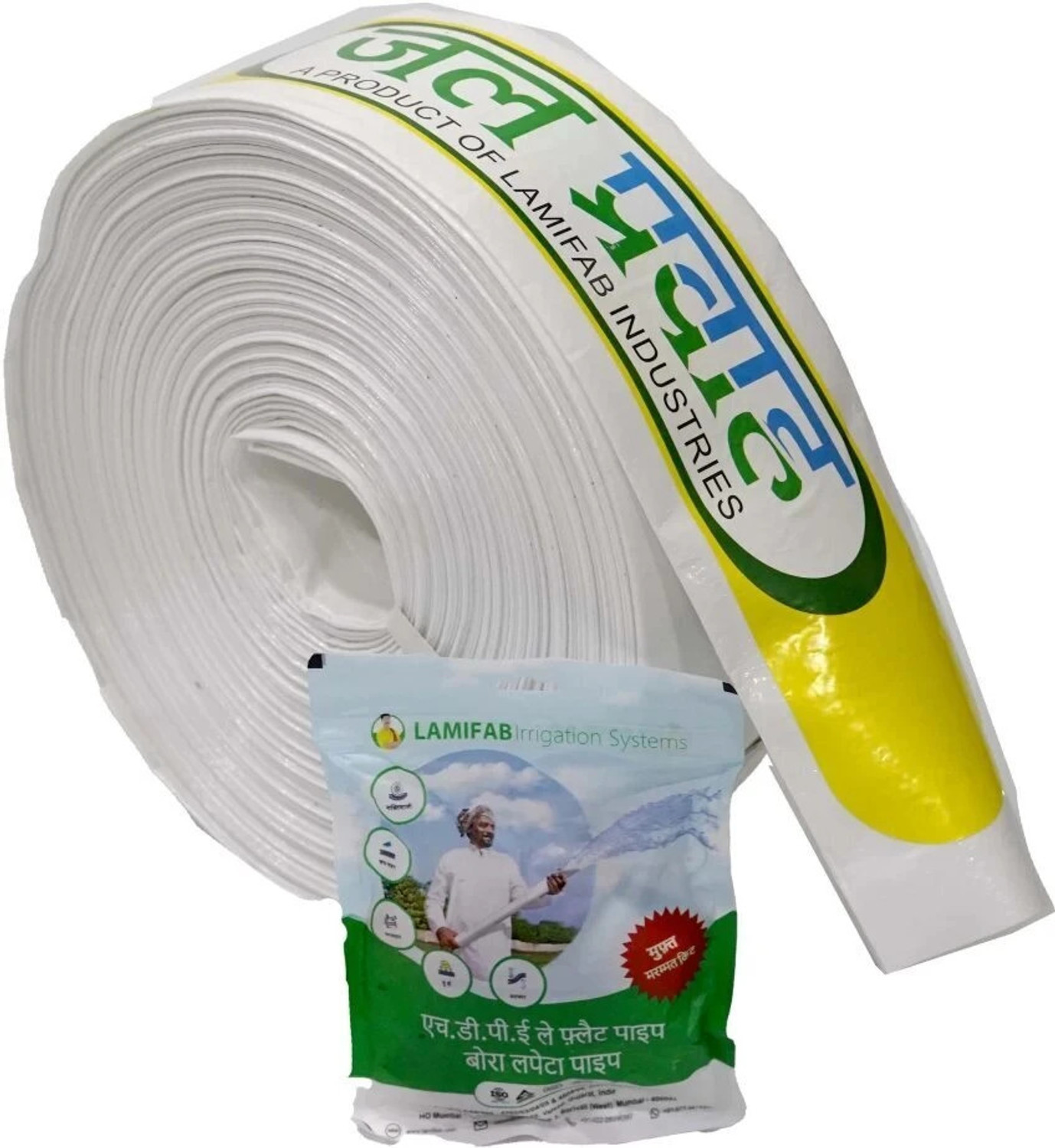 Image of Jal Pravah HDPE lapeta pipe 4 inch 30 meter 0.36 mm Thick Jal Pravah HDPE lapeta pipe HDPE Laminated Woven Lay Flat Tube Hose Pipe