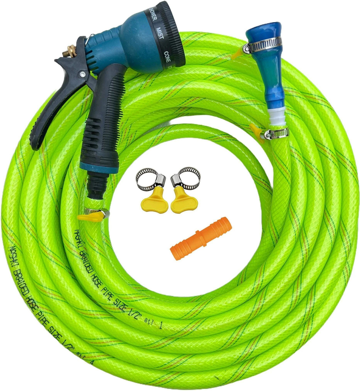 Image of MASHKI 10 Meter (32.5 Feet) 3 Layered Braided Pipe With 8 Pattern Water Spary Gun For Gardening, Car washing, Home Use, Pet Wash Etc Hose Pipe