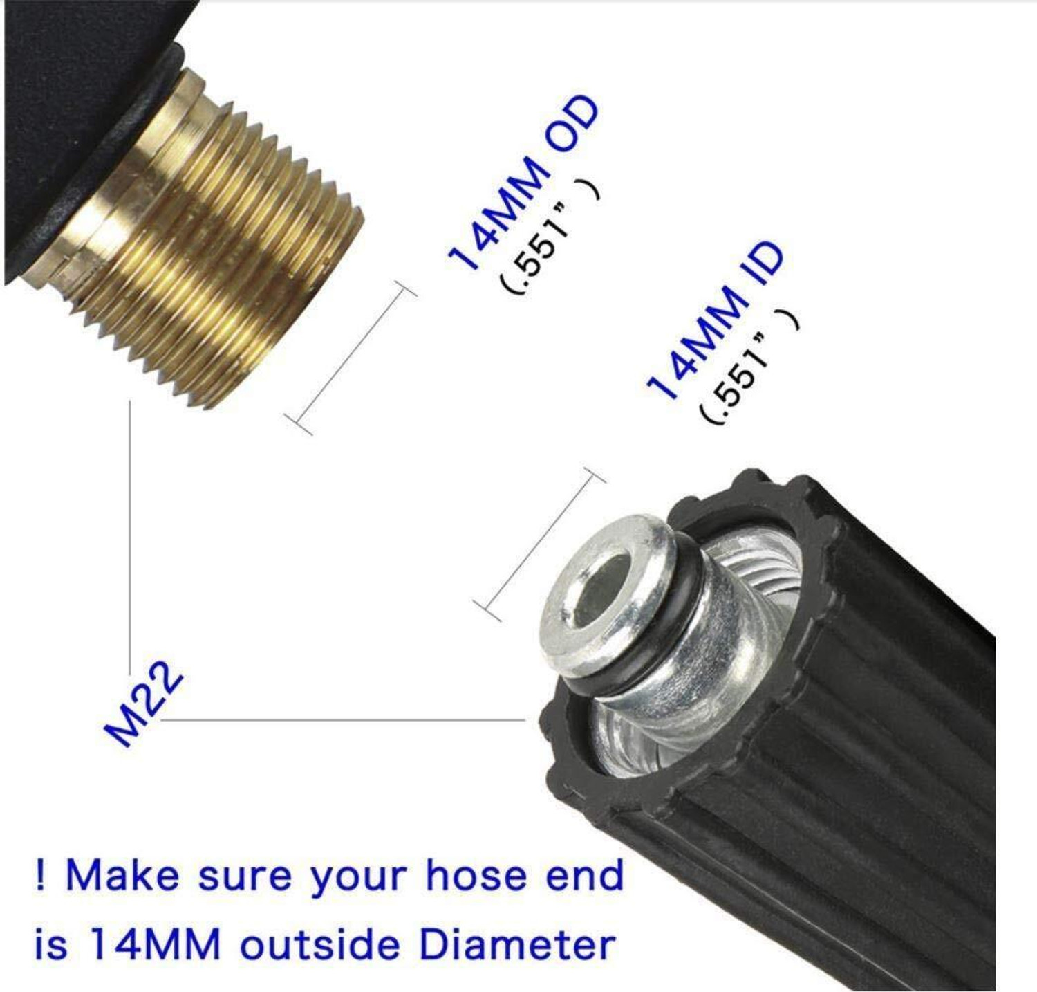 Image of TRIG 8m Car High Pressure Washer Hose Pipe (M22 /14 Thread) for domestic washers Spray Gun