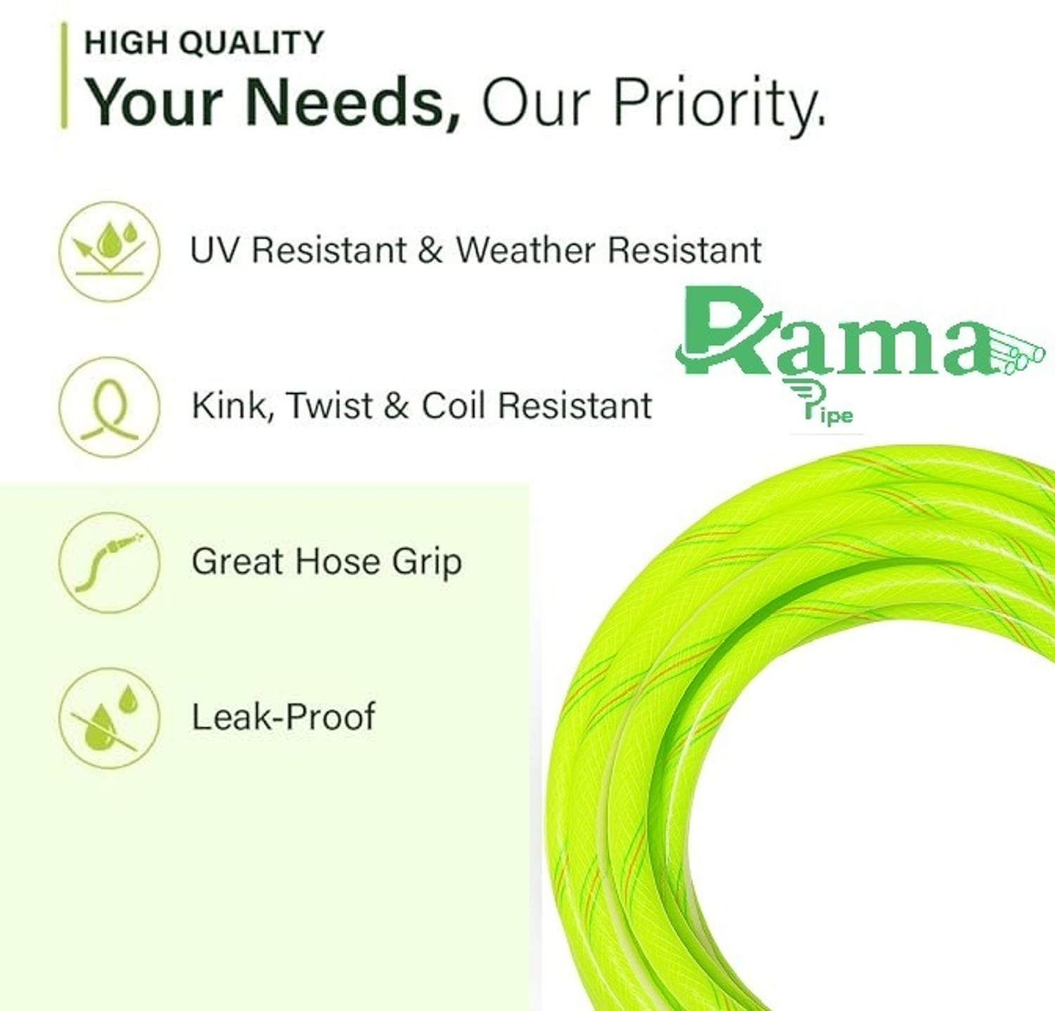 Image of RAMA PIPE 65 feet(20 meter), 3 /4 inch 3 layered braided pipe heavy duty hose pipe with tap adopter and 2 clips Hose Pipe