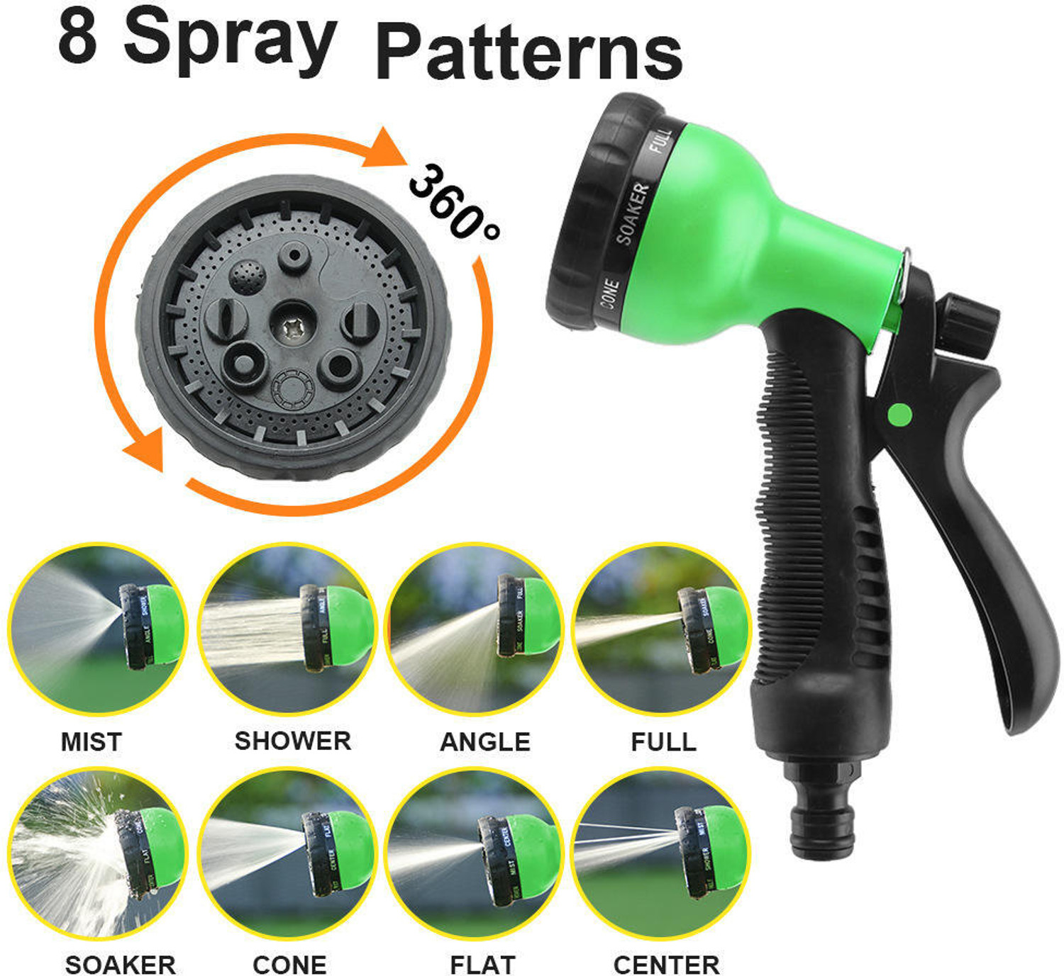 Image of BloomiX 12mm (1 /2 Inch) 5 Meter Heavy Duty 3 Layered PVC Braided Garden Hose Pipe with 8 Mode Spray Gun, Tap Adapter, 3 Clamps, for Car Wash, Garden Watering Hose Pipe