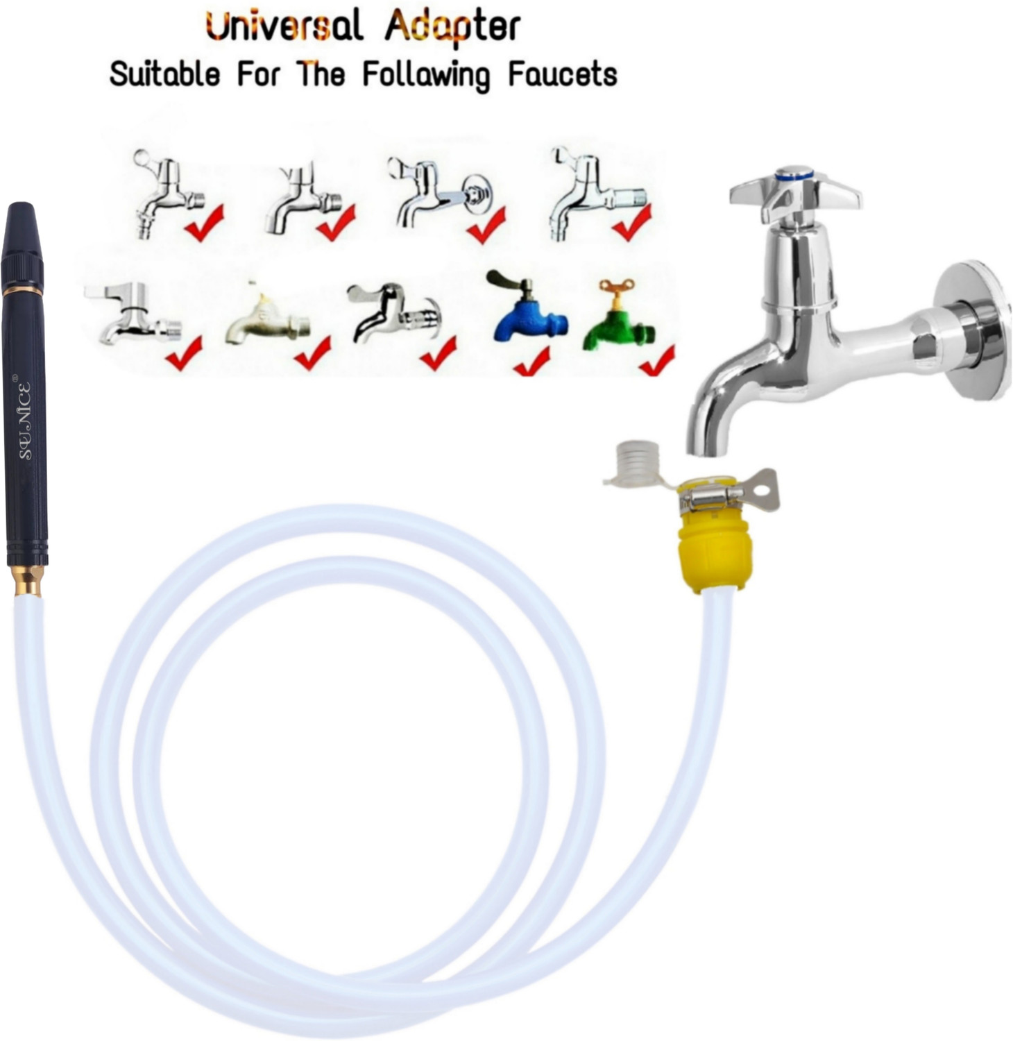 Image of SUNICE Car Washing High Pressure Spray gun leak Proof Universal tap Adapter Premium Car Washing High Pressure Spray gun leak Proof Universal tap Adapter Premium Hose Pipe