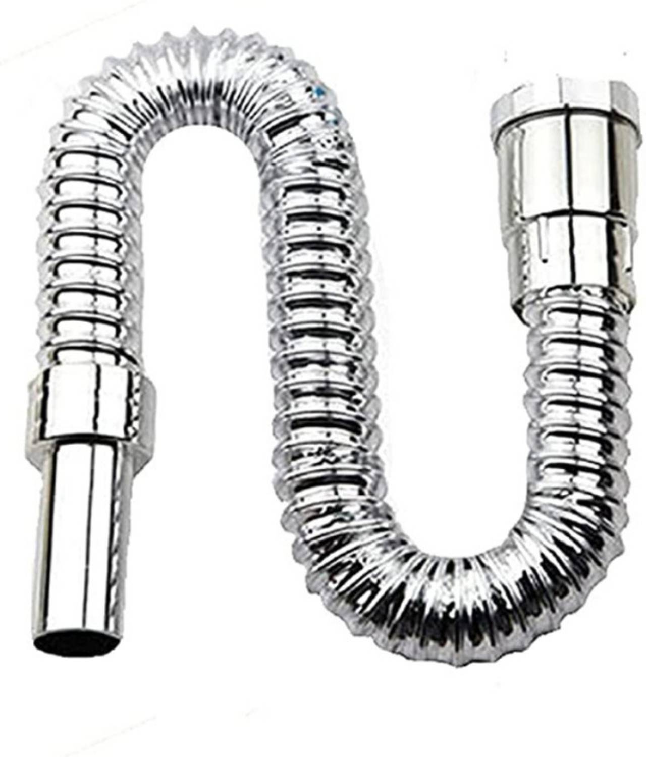 BathBliss PVC Chrome Plated Flexible Waste Pipe 1-1/4" for Kitchen Sink Heavy Duty Waste Water Drain Hose Outlet Tube Connector (Pack of 1) Hose Pipe