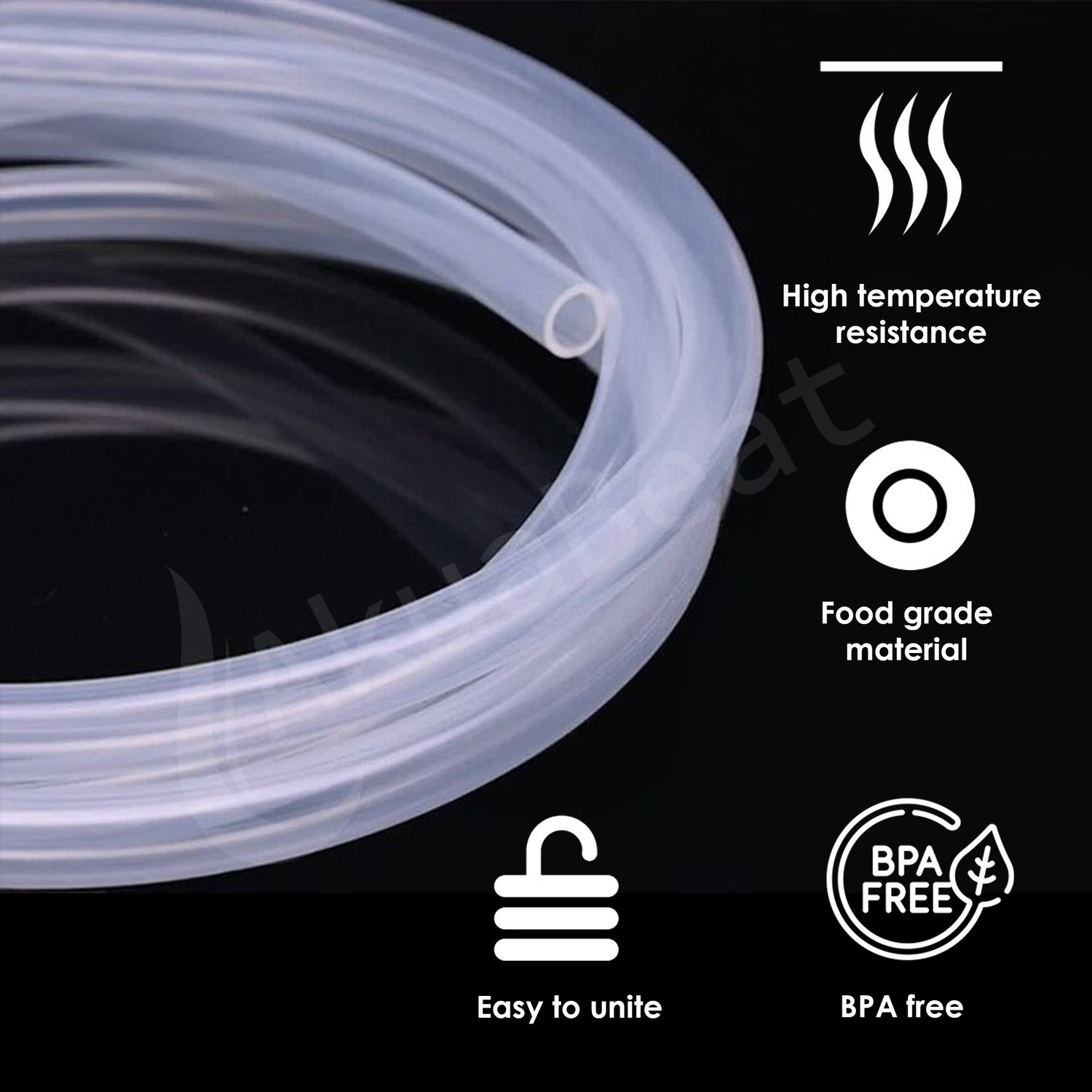 Image of AkuaBeat Water Purifier Extension Food Grade Silicone Tube Compatible with Atomberg Intellon RO+UF+UV+Alkaliser - 10mm Inner Diameter, 12mm Outer Diameter Hose Pipe