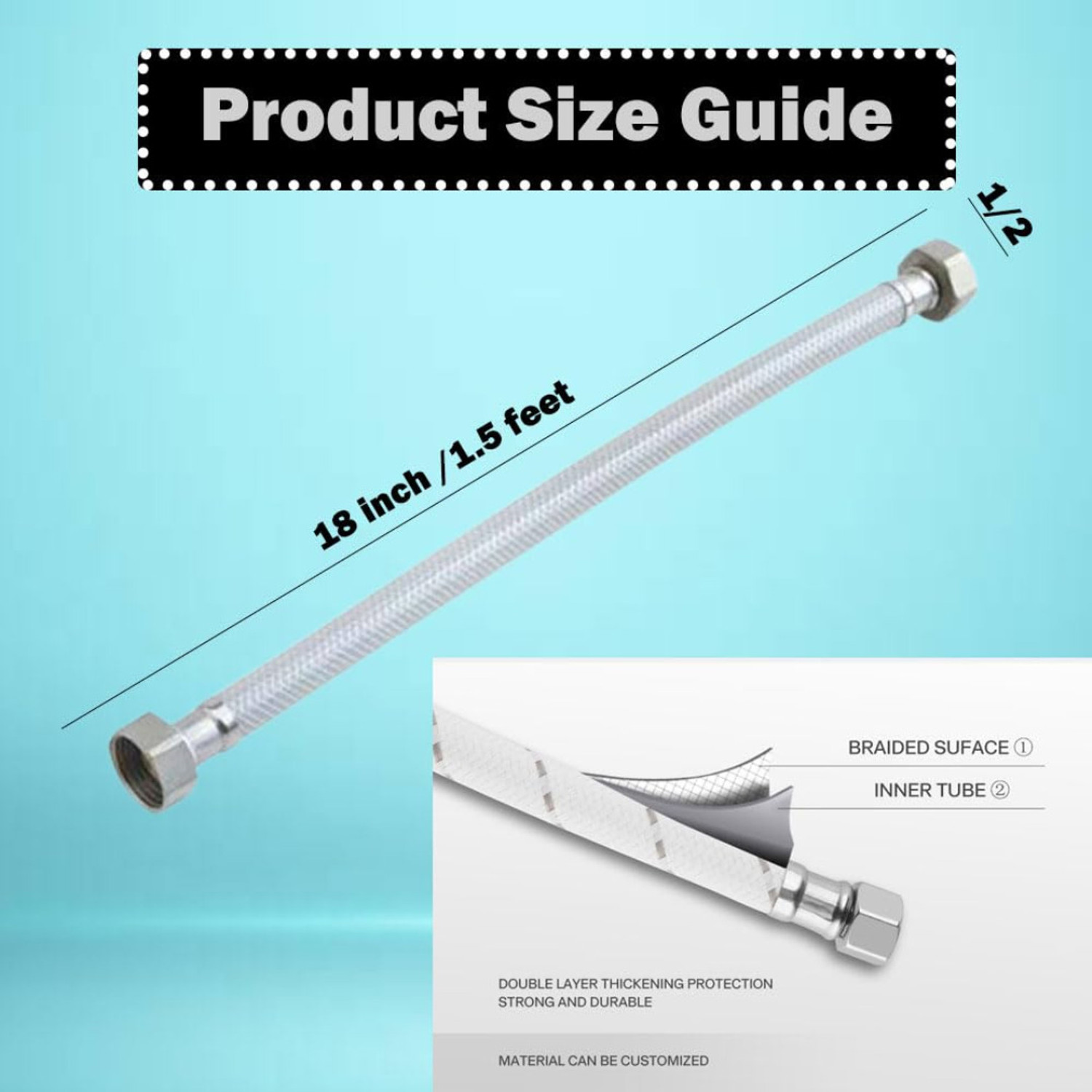 Image of COSWARE 18 inch Inch White Heavy Duty PVC Connection Pipe Suitable For Geysers, Countertop Faucets /Water Taps, Wash Basin (Pack of 2) Hose Pipe