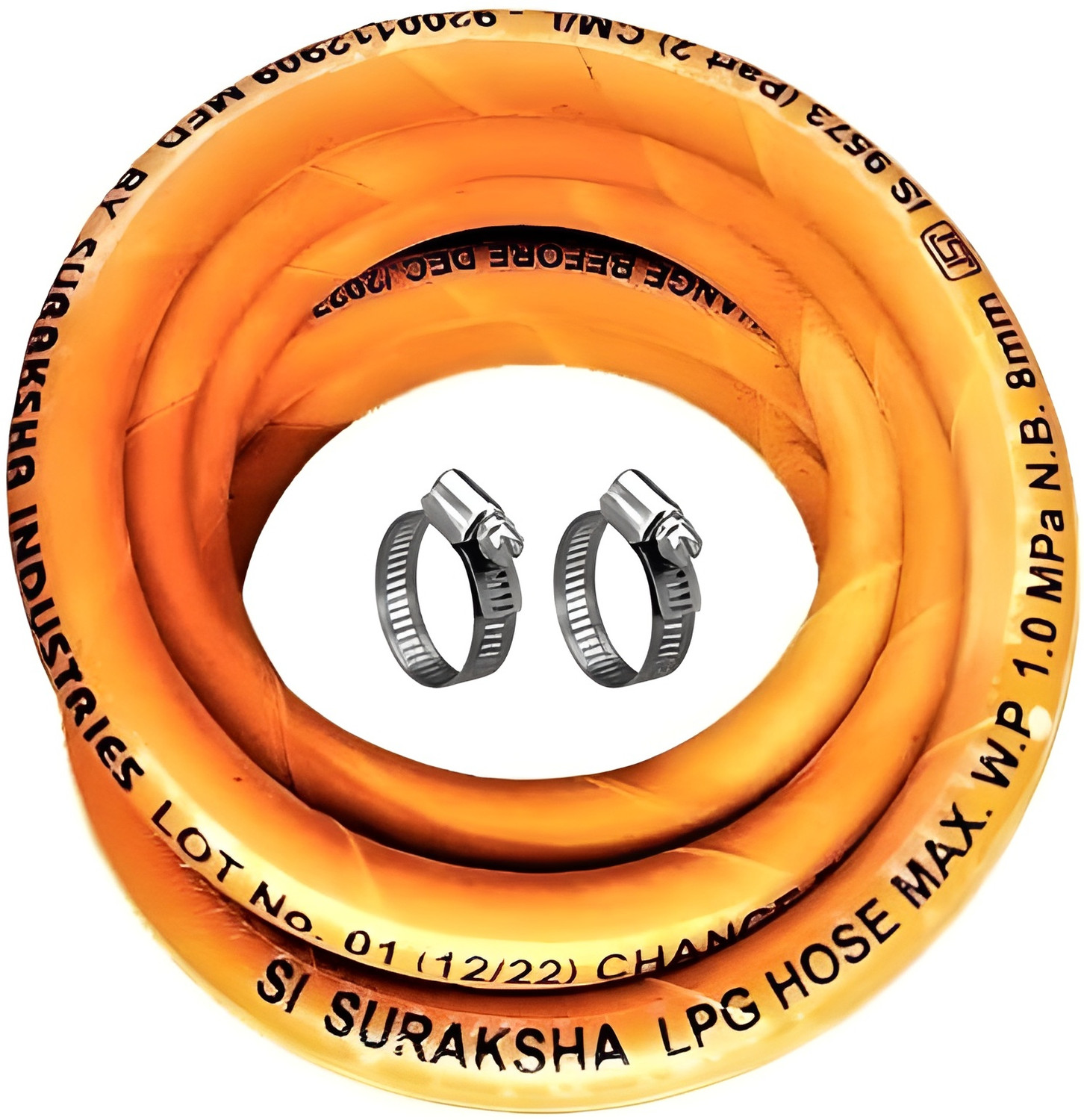 Image of Handu Indian 3 Meter Gas Pipe with 2 Hose Clump and Lighter Super Suraksha Fine Quality ISO Certified LPG Hose Flexible Gas Pipe (Steel Wire Reinforced) Hose Pipe Indian 3 Meter Gas Pipe with 2 Hose Clump and Lighter Super Suraksha Fine Quality ISO Certified LPG Hose Flexible Gas Pipe (Steel Wire Reinforced) Hose Pipe Hose Pipe