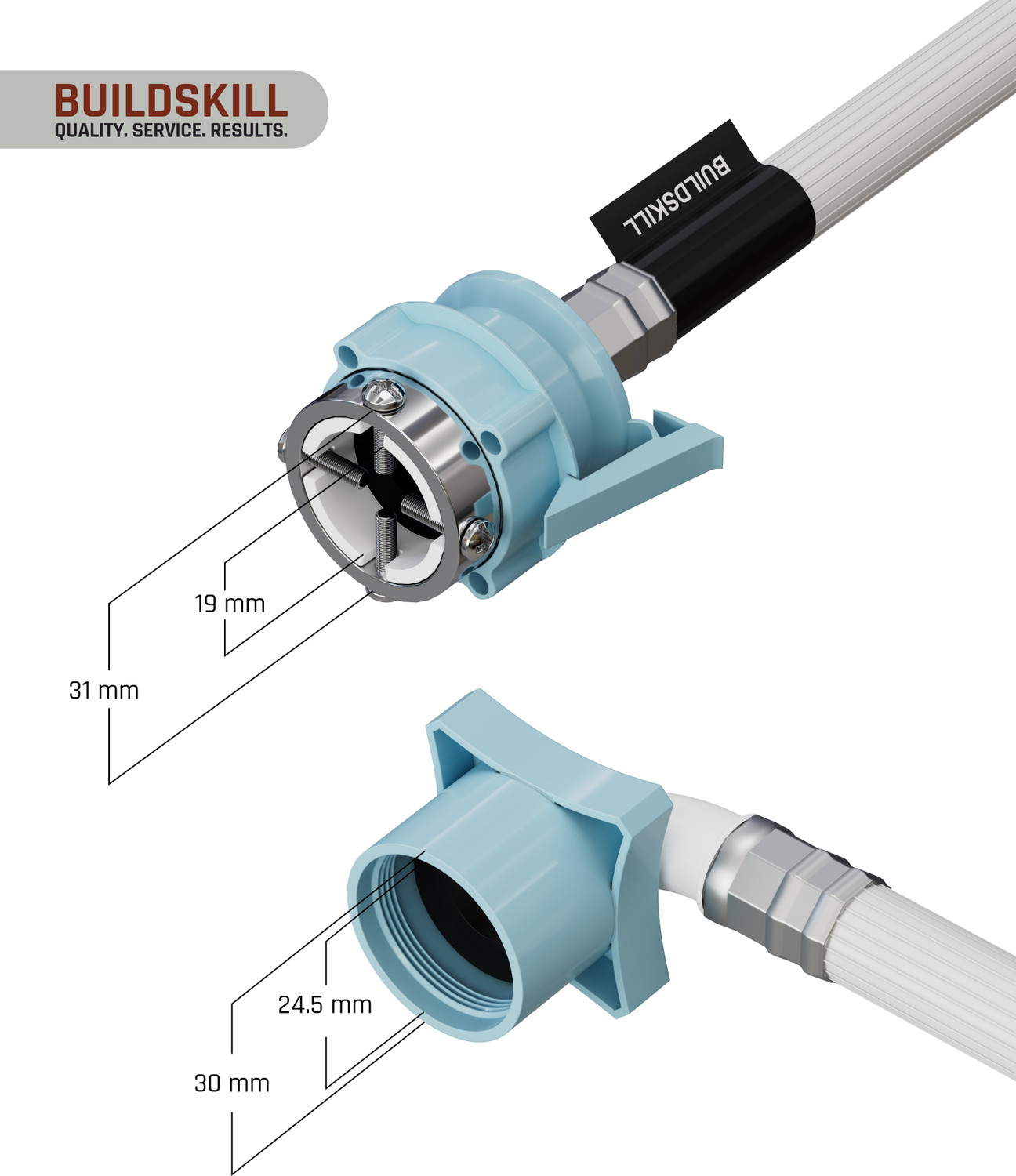Image of BUILDSKILL BAWMIN05M 5M automatic washing machine inlet pipe | burst proof | with tap adaptor Hose Pipe