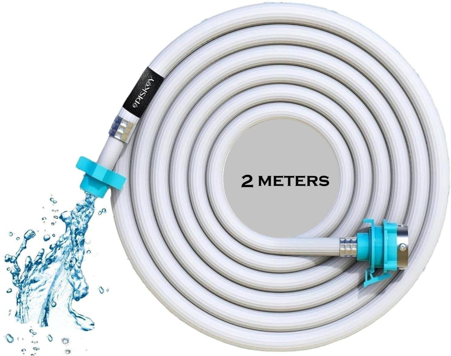 Image of Episkey E INLET 2M Flexible PVC Washing Machine Inlet Hose Water Pipe with Tap Adaptor Connector Hose Pipe