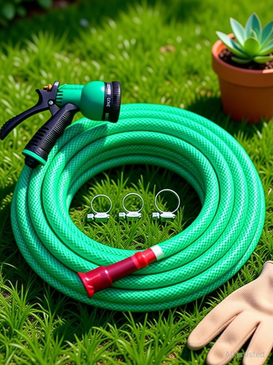 Image of AHYRA AY-30 Hose Pipe with spray gun, tap connectors and clamps AH-30 MTR Hose Pipe