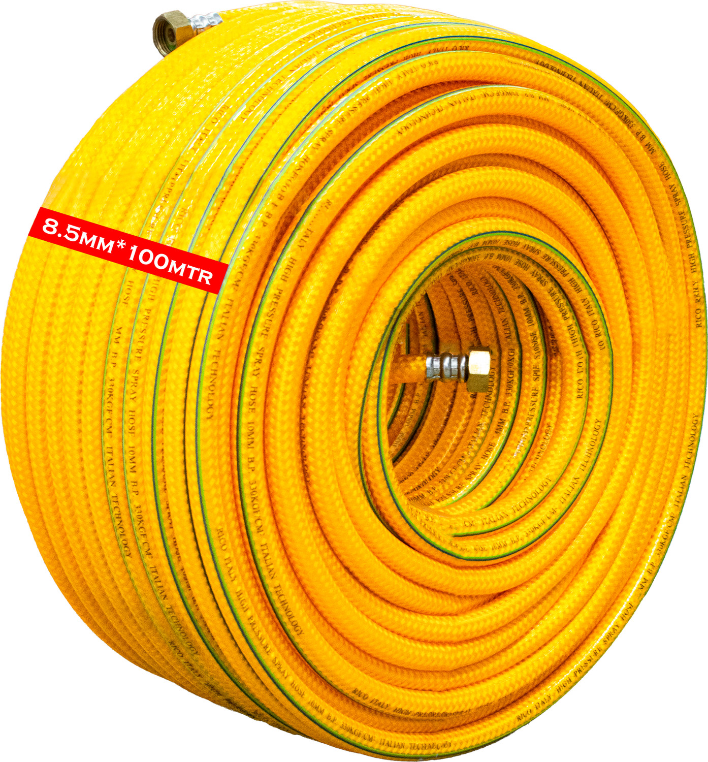 Image of RICO ITALY 3 Layered Heavy Duty High pressure hose pipe (8.5mm ID 100mtr) gases, pesticides spray, water delivery, paint booth, household cleaning, bike /car wash Ideal for Gardening, Plant Watering, Car & Bike Washing, Home Cleaning Hose Pipe