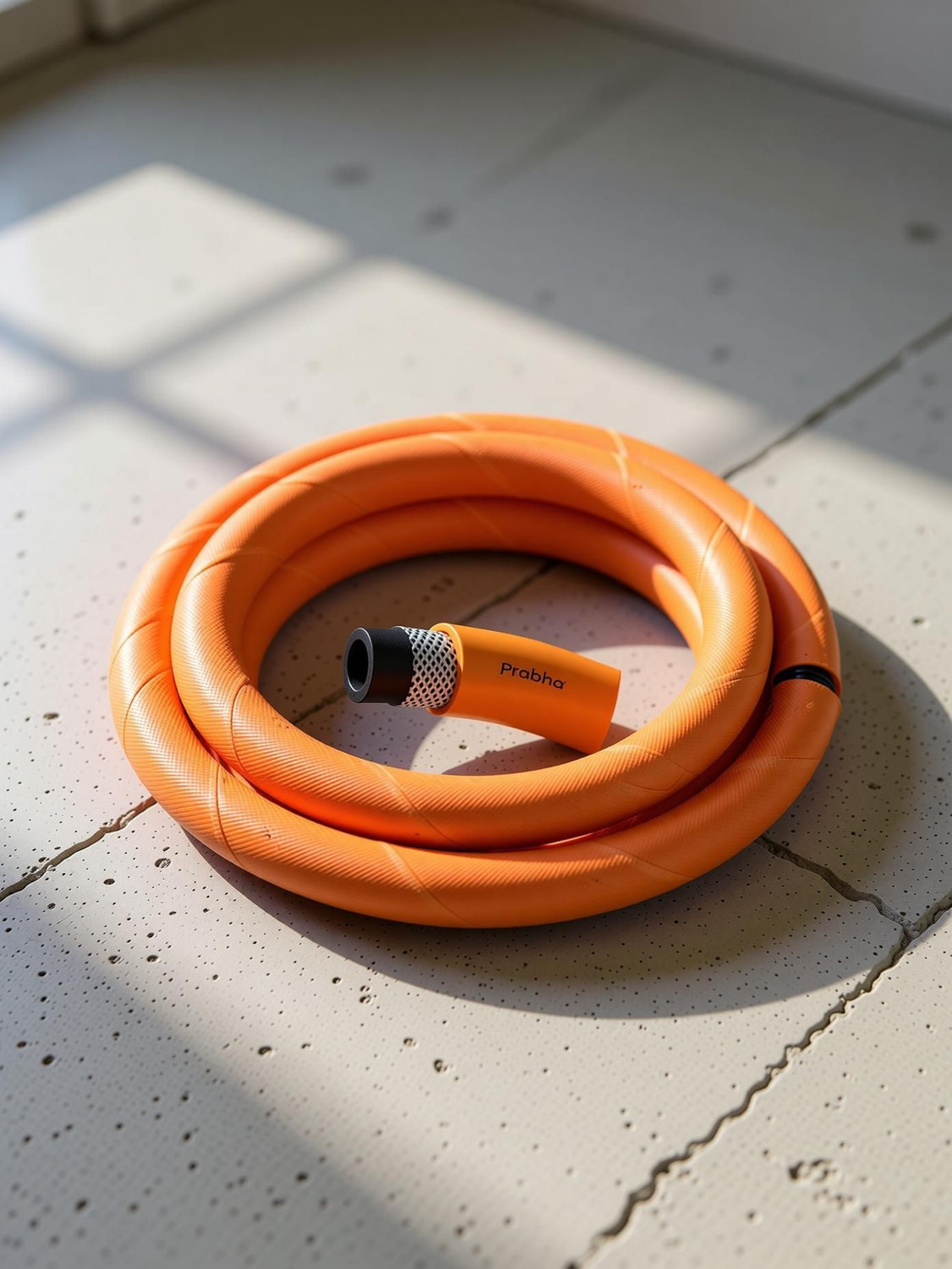 Image of PRABHA 1.5 M LPG Rubber with Reinforced Steel Wire ISICertified (Orange)7Years Warranty pouch packing Hose Pipe