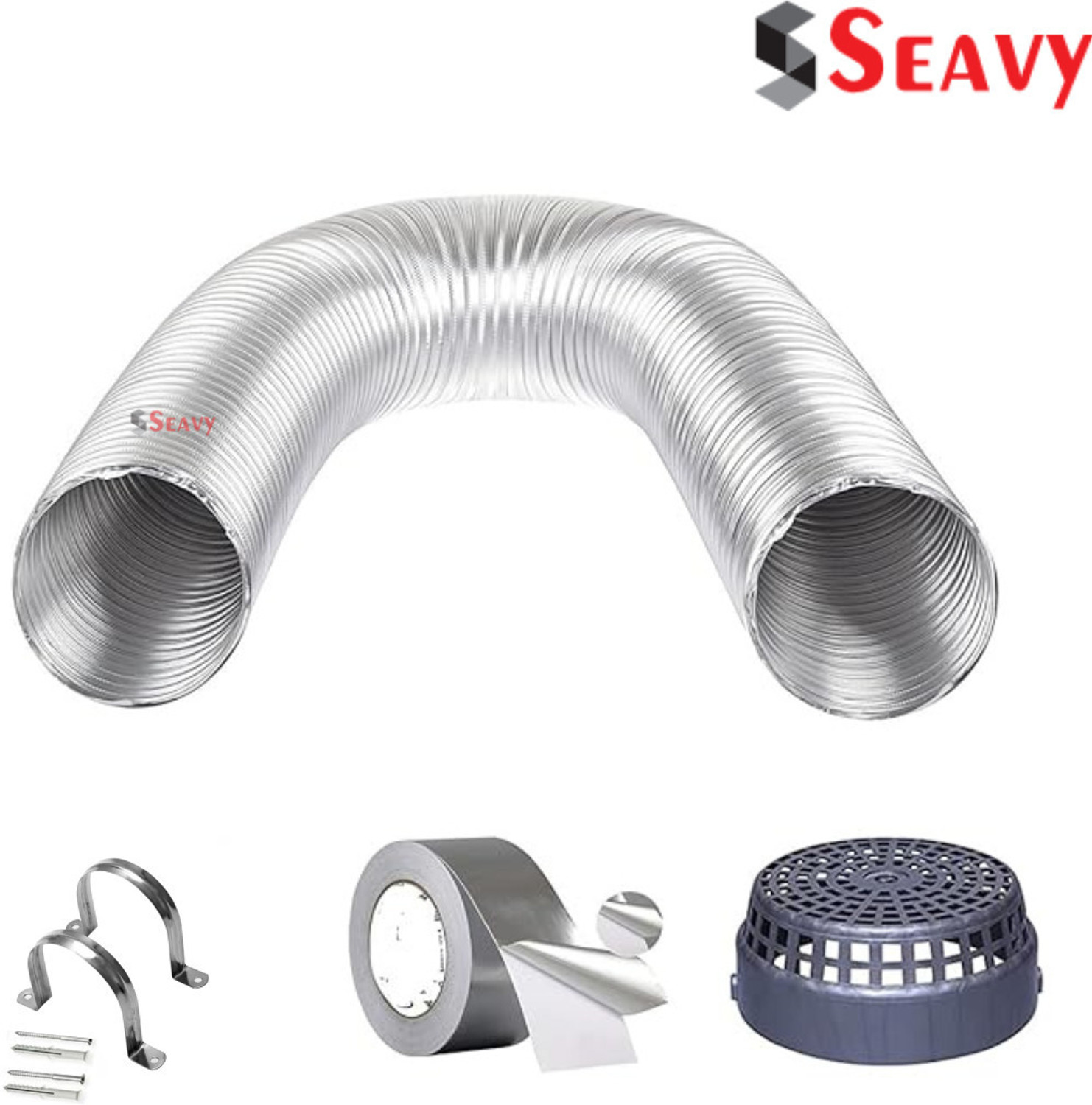 Image of Seavy 6 Inch 10 feet Complete Chimney Installation Kit Expandable upto 10 ft (6 inch10FT) Hose Pipe