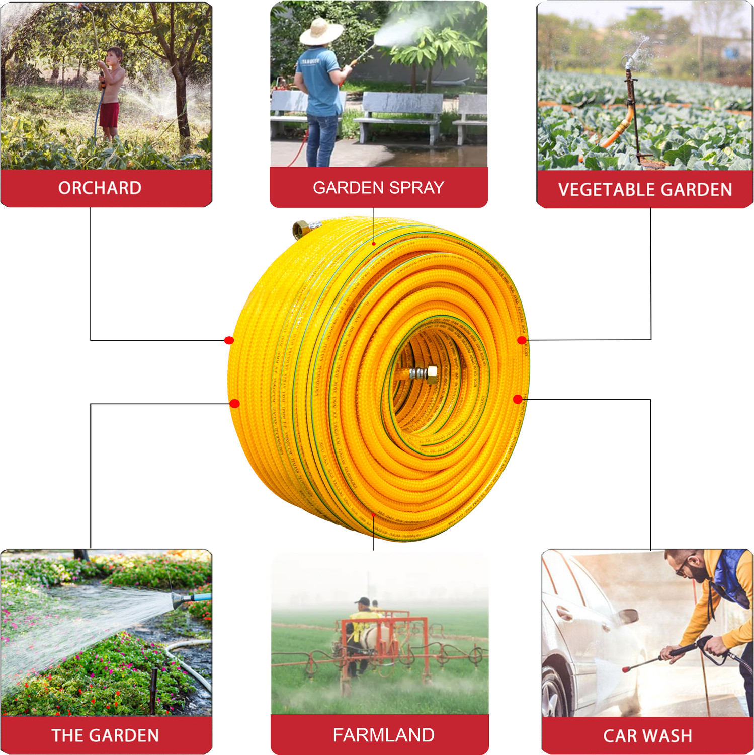 Image of RICO ITALY 3 Layered Heavy Duty High pressure hose pipe (8.5mm ID 100mtr) gases, pesticides spray, water delivery, paint booth, household cleaning, bike /car wash Ideal for Gardening, Plant Watering, Car & Bike Washing, Home Cleaning Hose Pipe