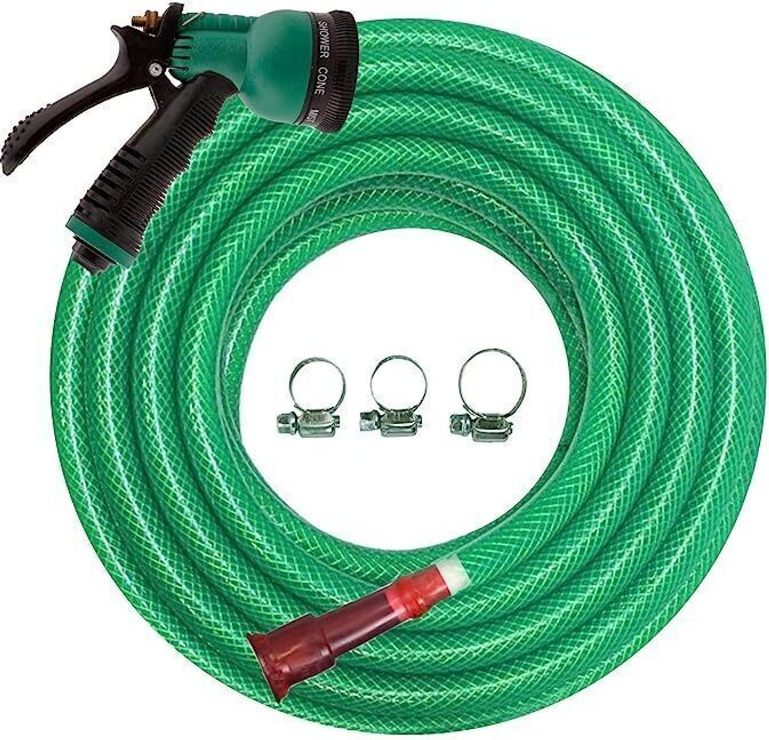 Image of AHYRA AY-10 mtr Hose Pipe with spray gun and tap connectors and clamps AH-10 MTR Hose Pipe