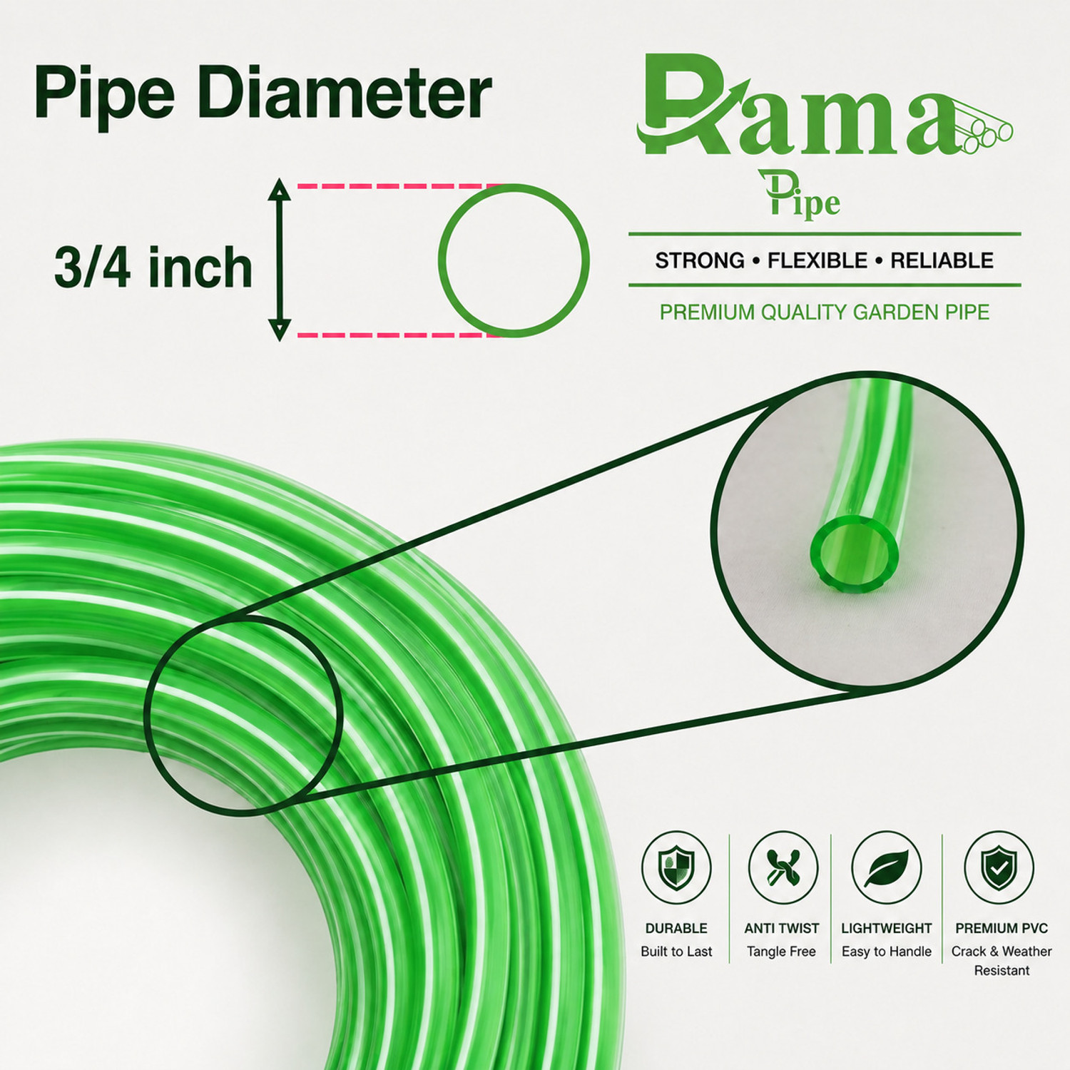 Image of RAMA PIPE 30 meter(100 feet), 0.5 inch flexible lightweight pipe for gardening Hose Pipe