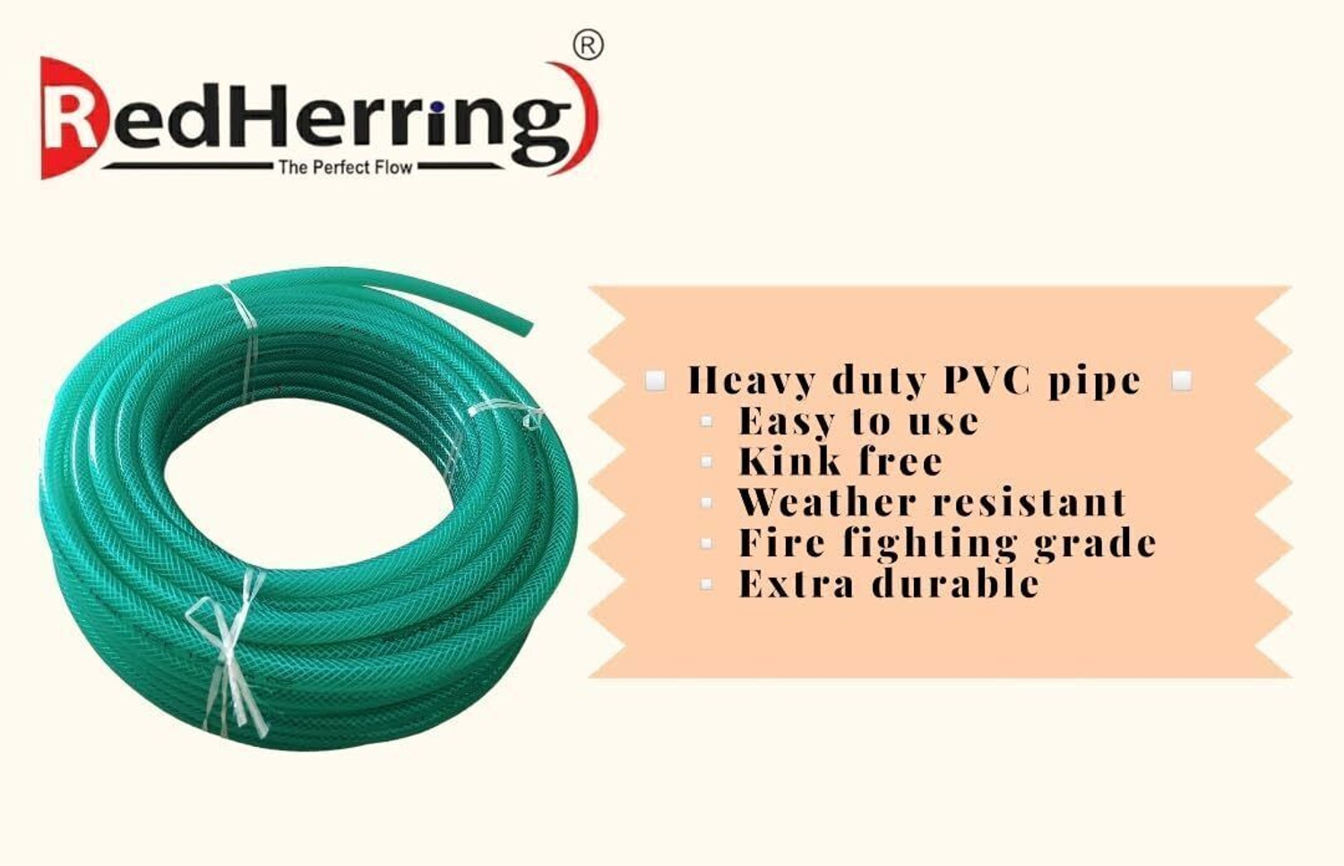 Image of redherring Garden Hose Flexible Water Pipe with Hose Connector and Clamps Braided (10Meter) Garden Hose Flexible Water Pipe with Hose Connector and Clamps Braided (10Meter) Hose Pipe