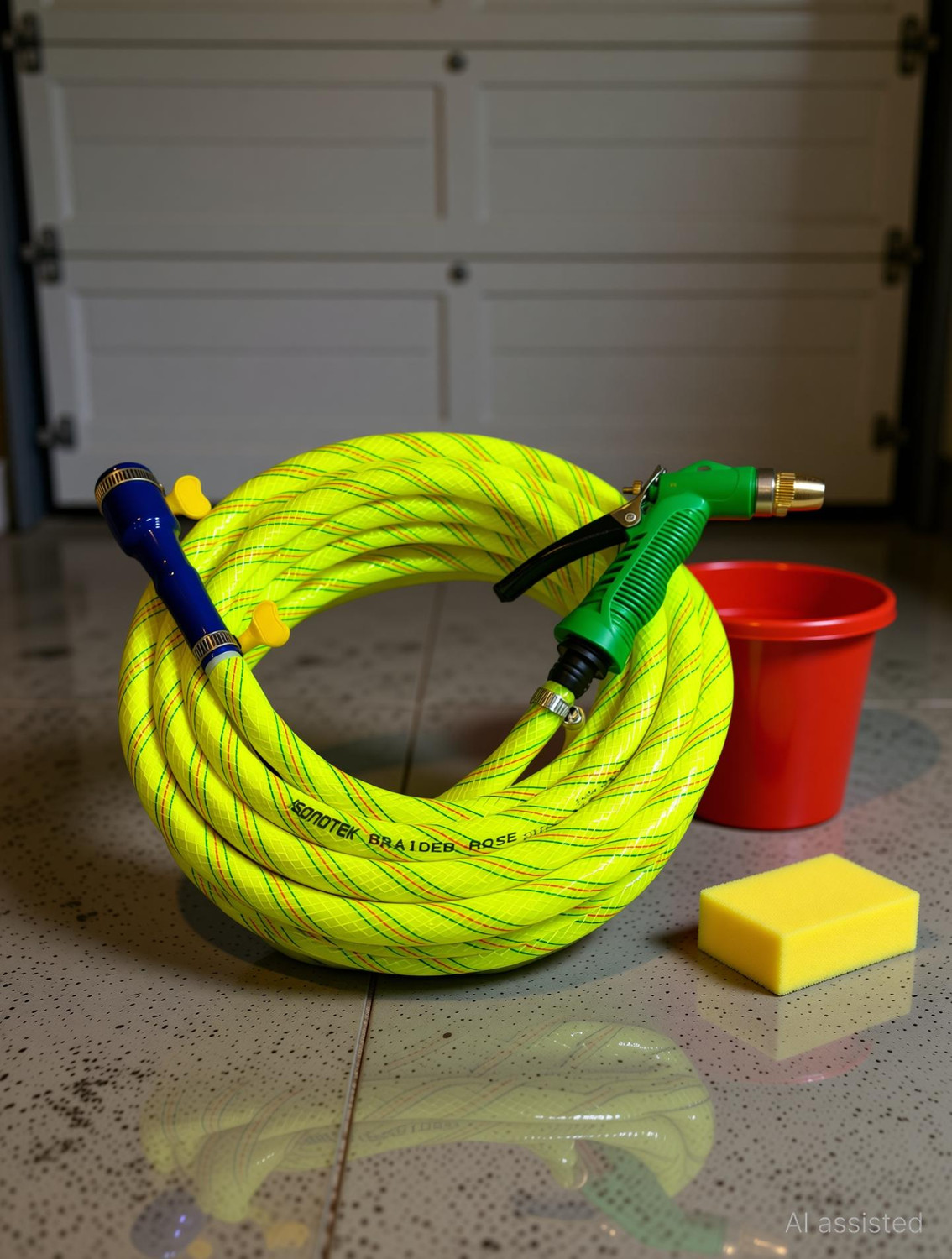 Image of Sonotek 10 Meter ( 33 Feet) 1 /2 Inch 3- Layered Braided Pipe With Water Spray Gun. Sonotek Braided Pipe For Gardening use , Car Washing ,Bike washing, Home Use Hose Pipe