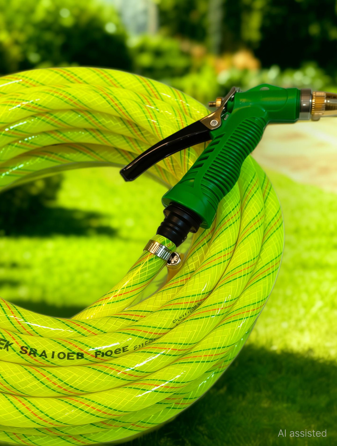 Image of Sonotek 10 Meter ( 33 Feet) 1 /2 Inch 3- Layered Braided Pipe With Water Spray Gun. Sonotek Braided Pipe For Gardening use , Car Washing ,Bike washing, Home Use Hose Pipe
