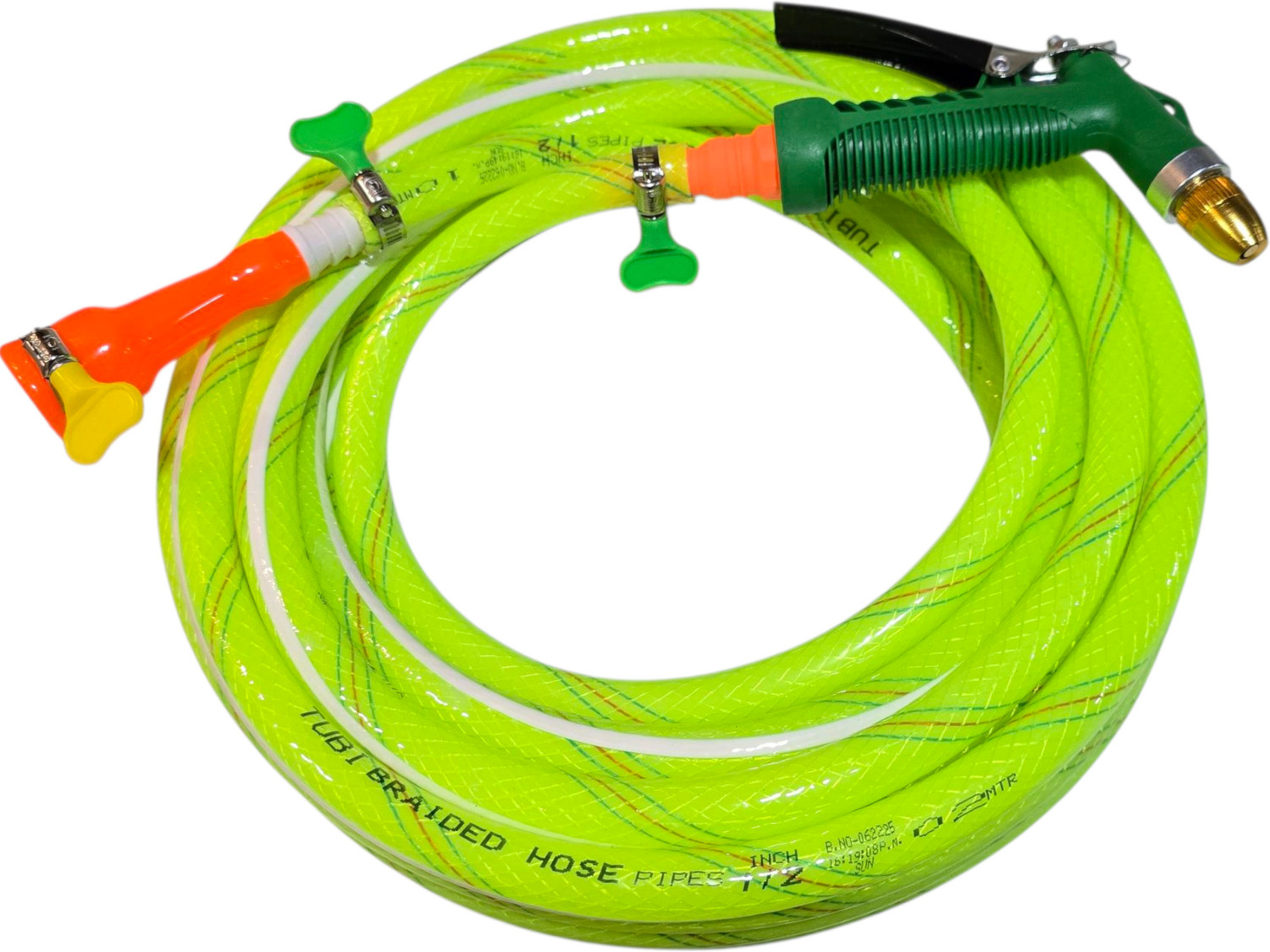 Image of Tubi 10 Meter ( 32.5 Feet) 1 /2 Inch 3- Layered Braided Pipe With Water Spray Gun. Tubi Braided Pipe For Gardening use, Car Washing,Bike washing, Home Use Hose Pipe (10 m)