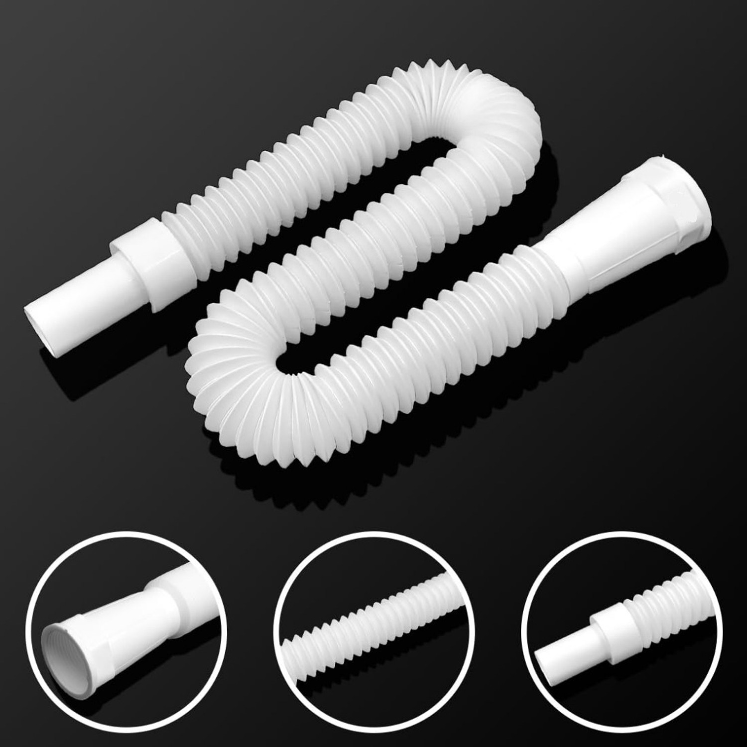 Image of COSVIT Flexible PVC Waste Pipe 1-1 /4 inch for Kitchen Sink Heavy Duty Waste Water Drain Hose Outlet Tube Connector (Pack of 1) Hose Pipe