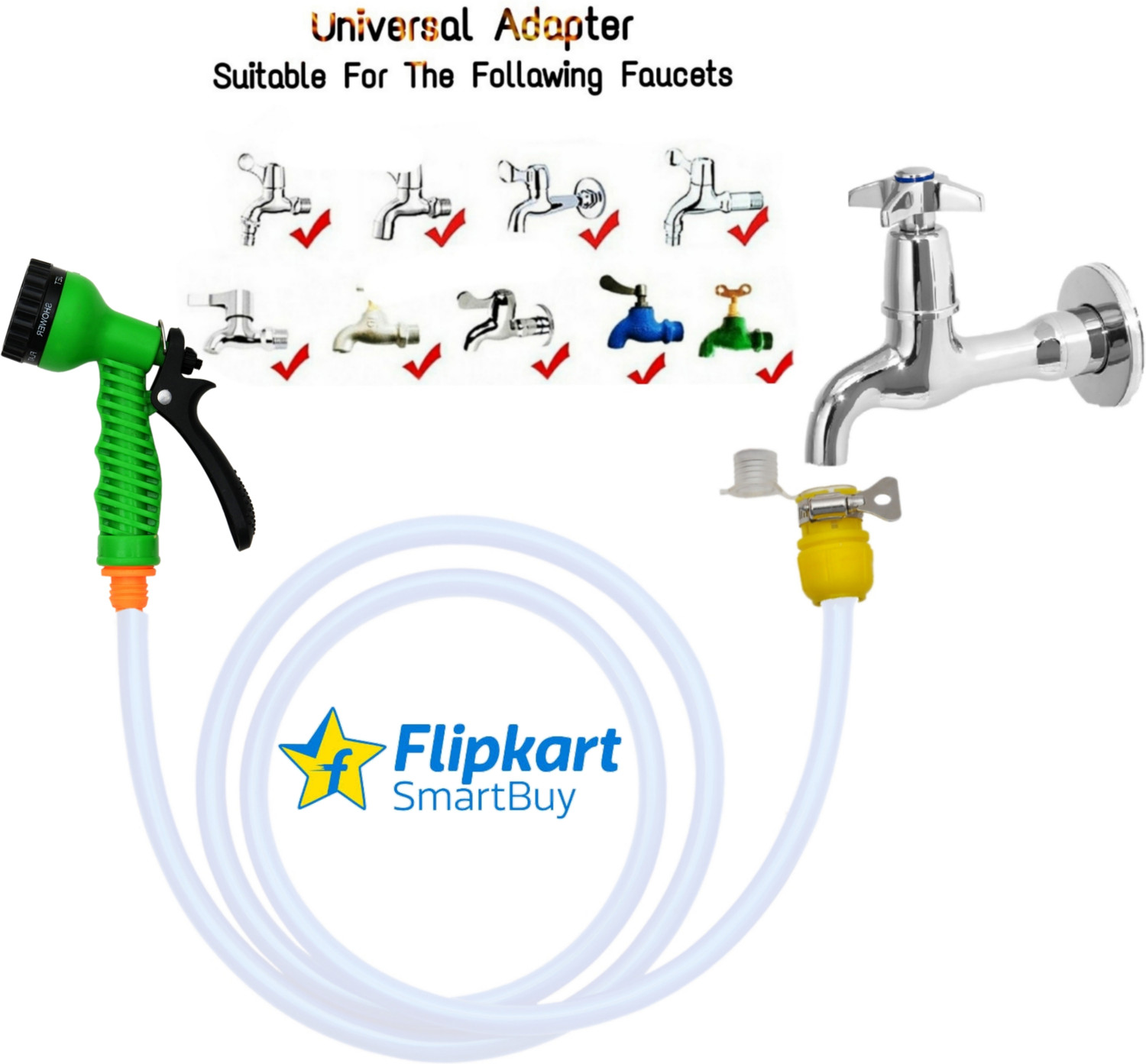 Image of Flipkart SmartBuy 10 Meter Braided Blue Pipe (Diameter: '' ,12 mm) House & Car Washing Pipe With Spray Gun