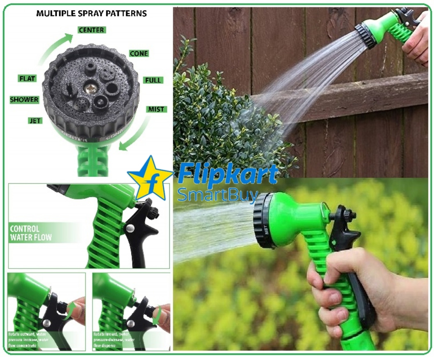 Image of Flipkart SmartBuy 10 Meter Braided Blue Pipe (Diameter: '' ,12 mm) House & Car Washing Pipe With Spray Gun