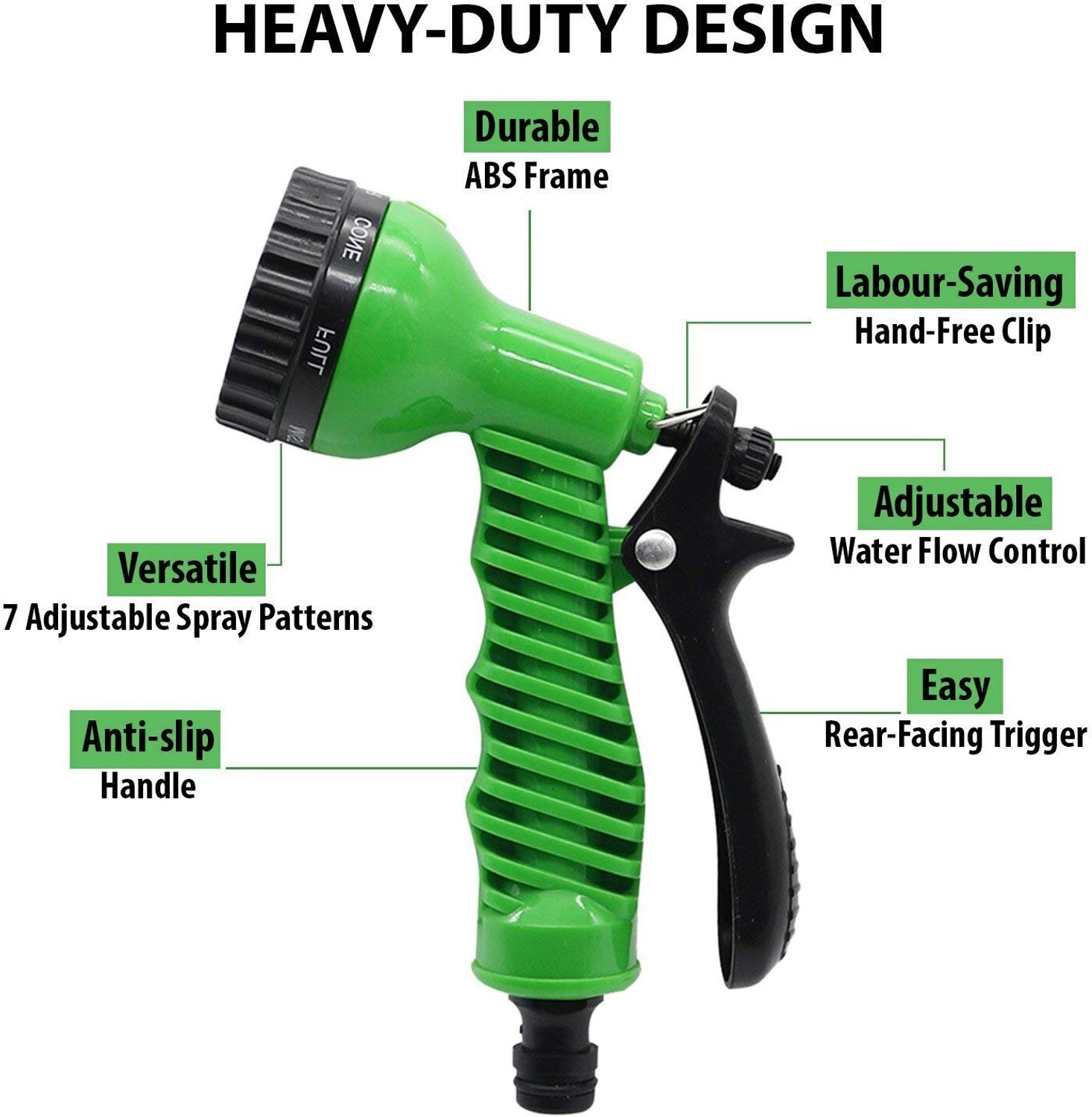 Image of Flipkart SmartBuy 10 Meter (32 Feet) Flexible Water Hose Pipe With 7 Mode Water Sprayer Flexible Water Pipe With 7 Mode Water Gun,Tap Connector & Key Clamps Hose Pipe