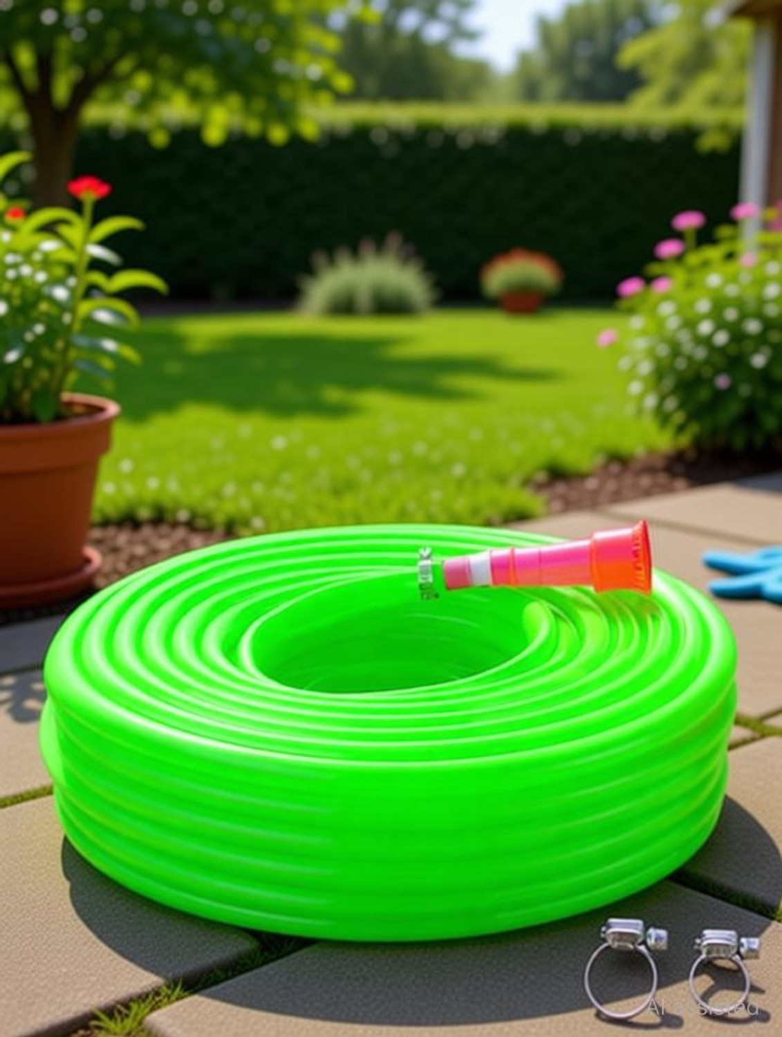 Image of RAMA PIPE 0.5 inch garden pipe water hose durable 100 feet (30 meter) for gardening with connector and clips Hose Pipe