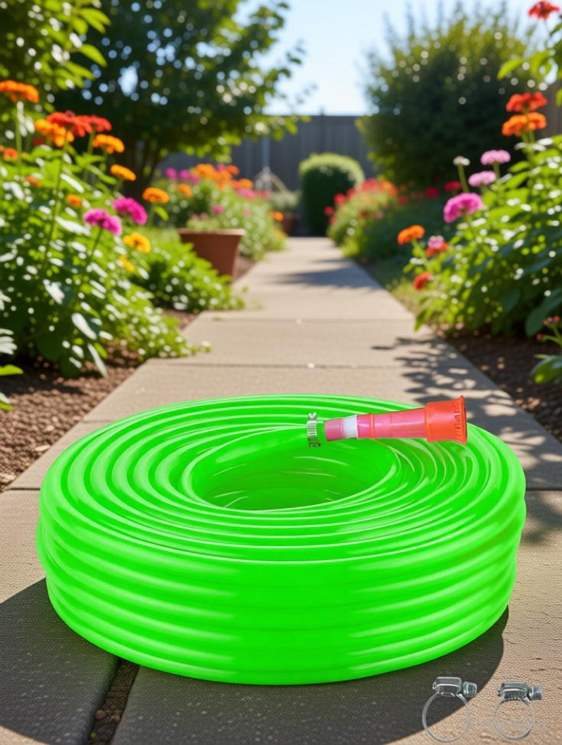 Image of RAMA PIPE 0.5 inch garden pipe water hose durable 100 feet (30 meter) for gardening with connector and clips Hose Pipe