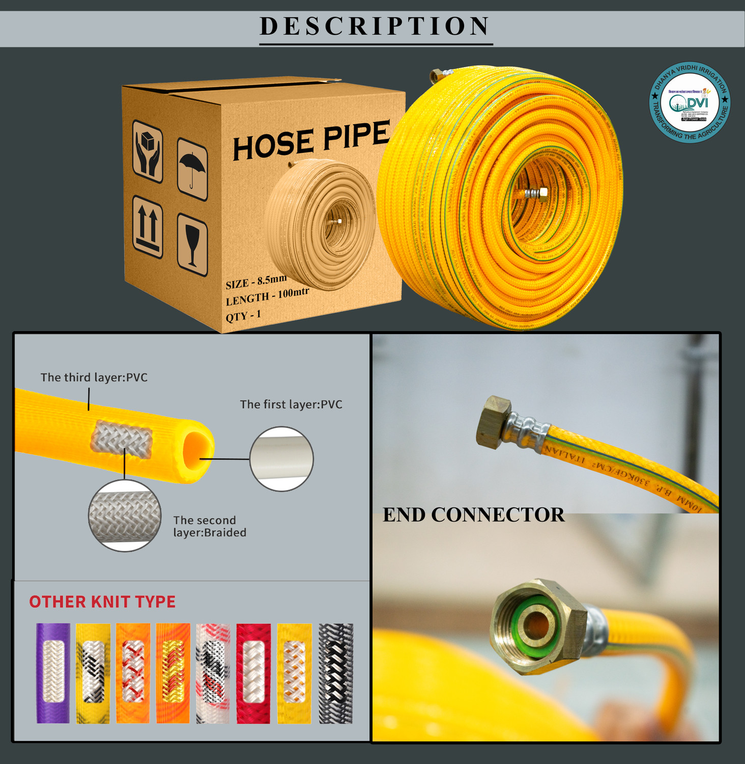 Image of RICO ITALY 3 Layered Heavy Duty High pressure hose pipe (8.5mm ID 100mtr) gases, pesticides spray, water delivery, paint booth, household cleaning, bike /car wash Ideal for Gardening, Plant Watering, Car & Bike Washing, Home Cleaning Hose Pipe