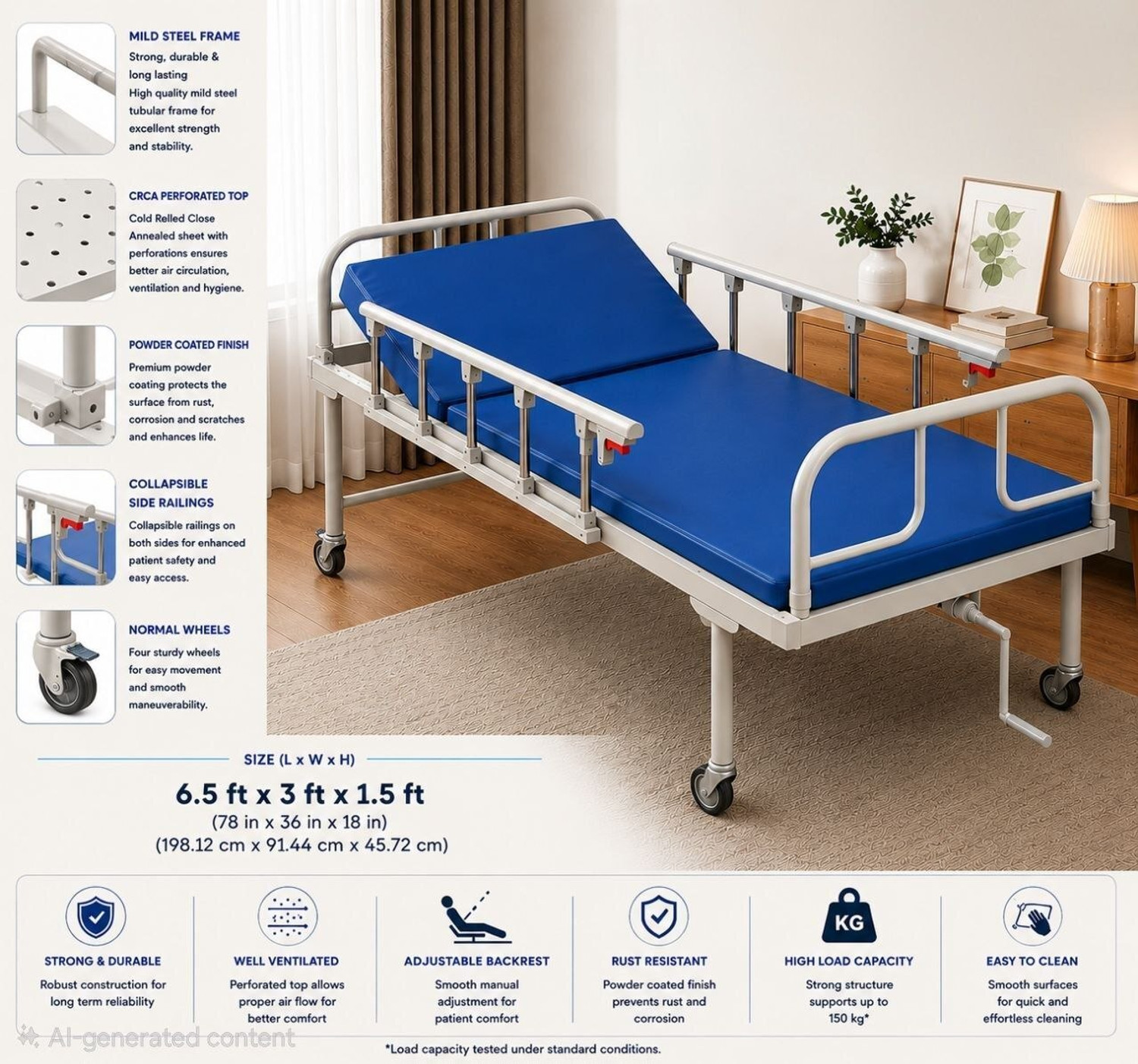 Image of Janak by MF Anodized Iron, Aluminium Alloy, Foam, Surgical Stainless Steel Speciality Hospital Bed