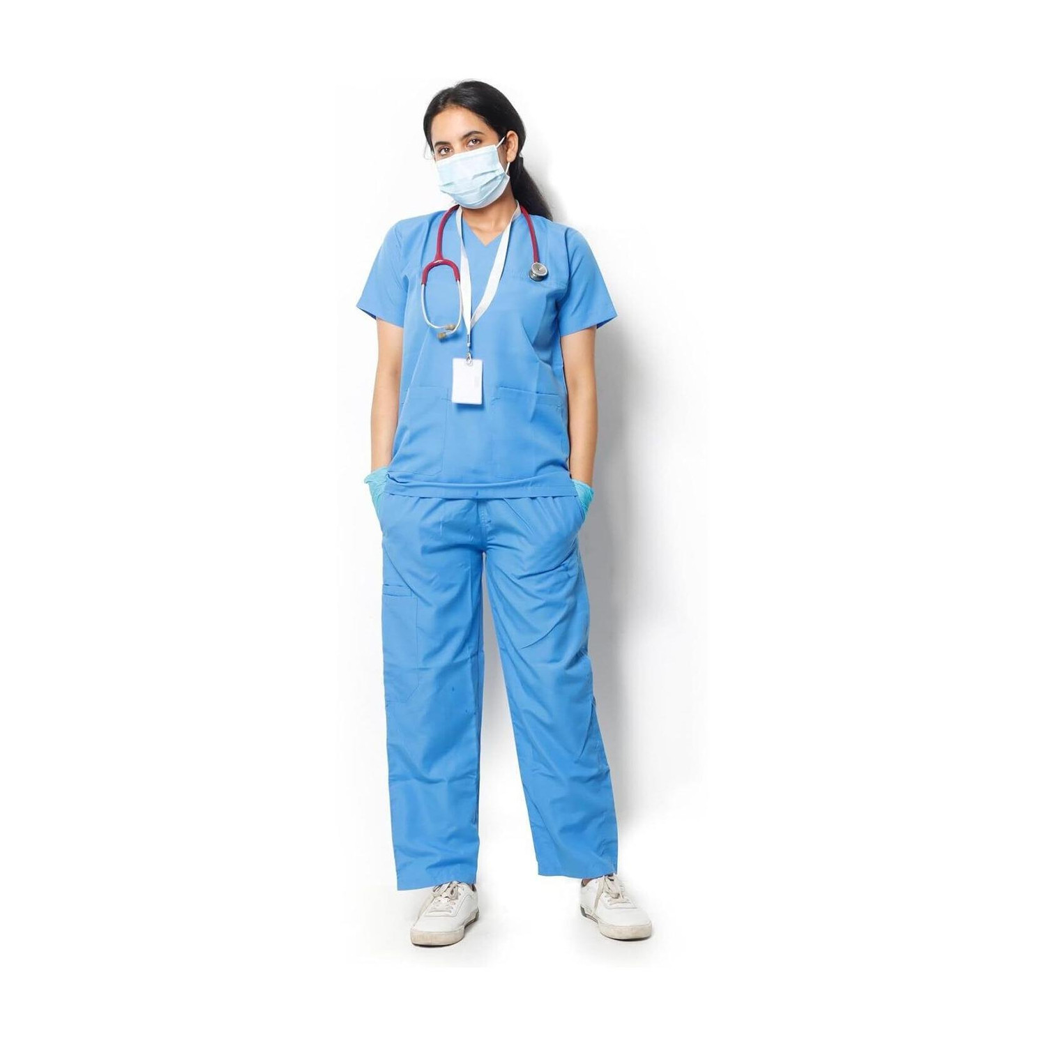 Image of Spotview Women's Classic Scrub Suit Set | Poly Viscose Fabric | V-Neck Top with Pockets Shirt, Pant Hospital Scrub
