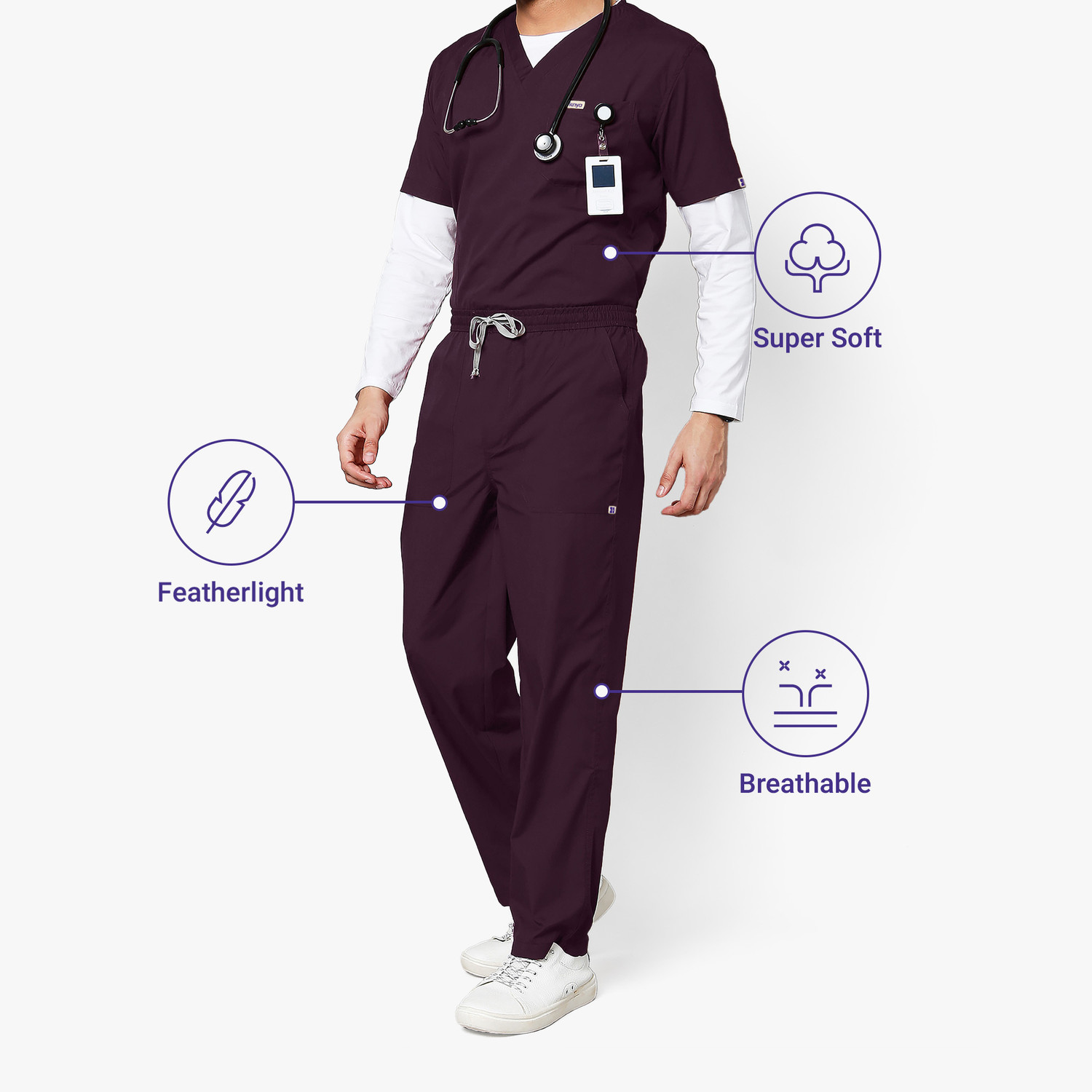 Image of KNYA Men's Scrubsuits | 5 Pocket | V Neck | For Doctors Gown Hospital Scrub