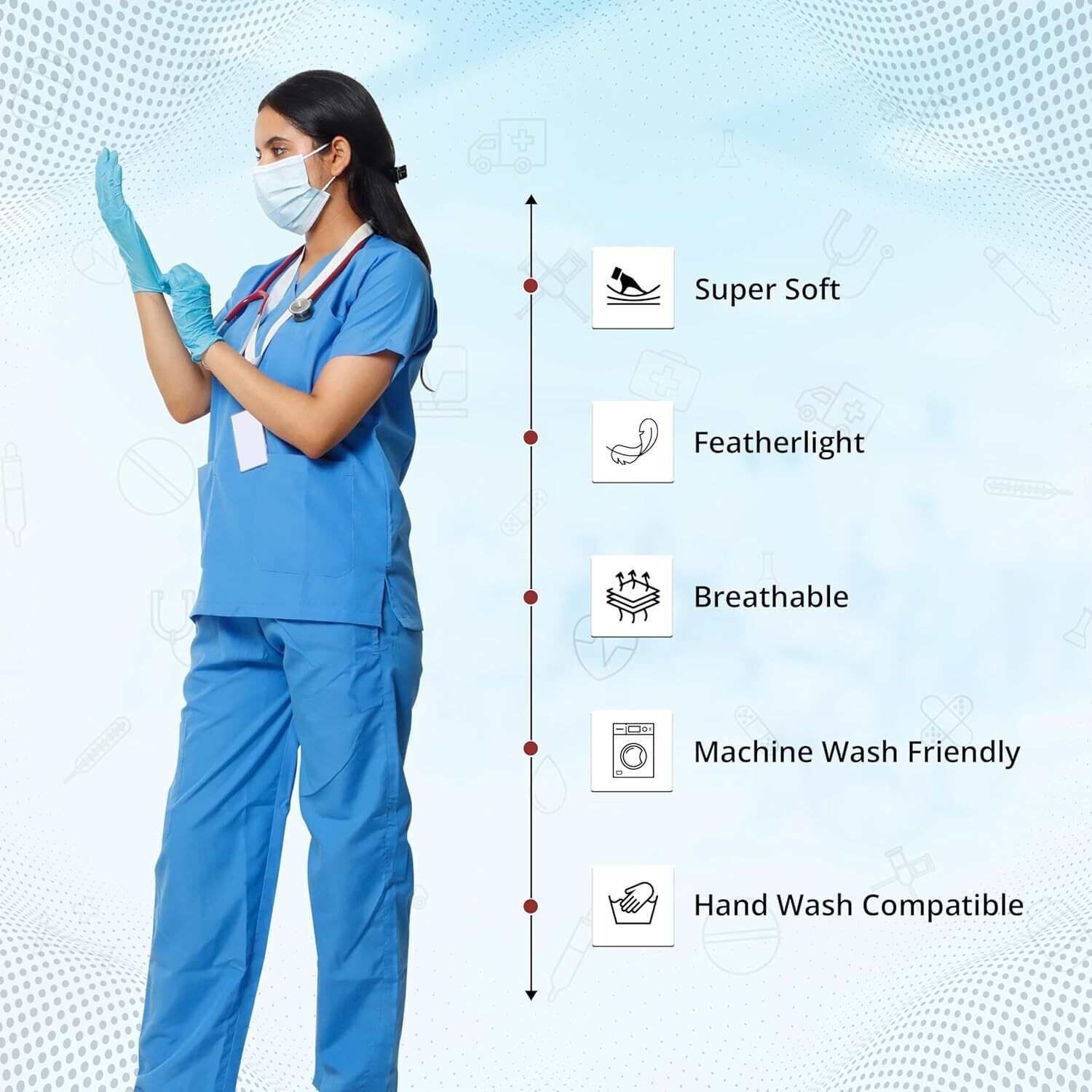 Image of Spotview Women's Classic Scrub Suit Set | Poly Viscose Fabric | V-Neck Top with Pockets Shirt, Pant Hospital Scrub
