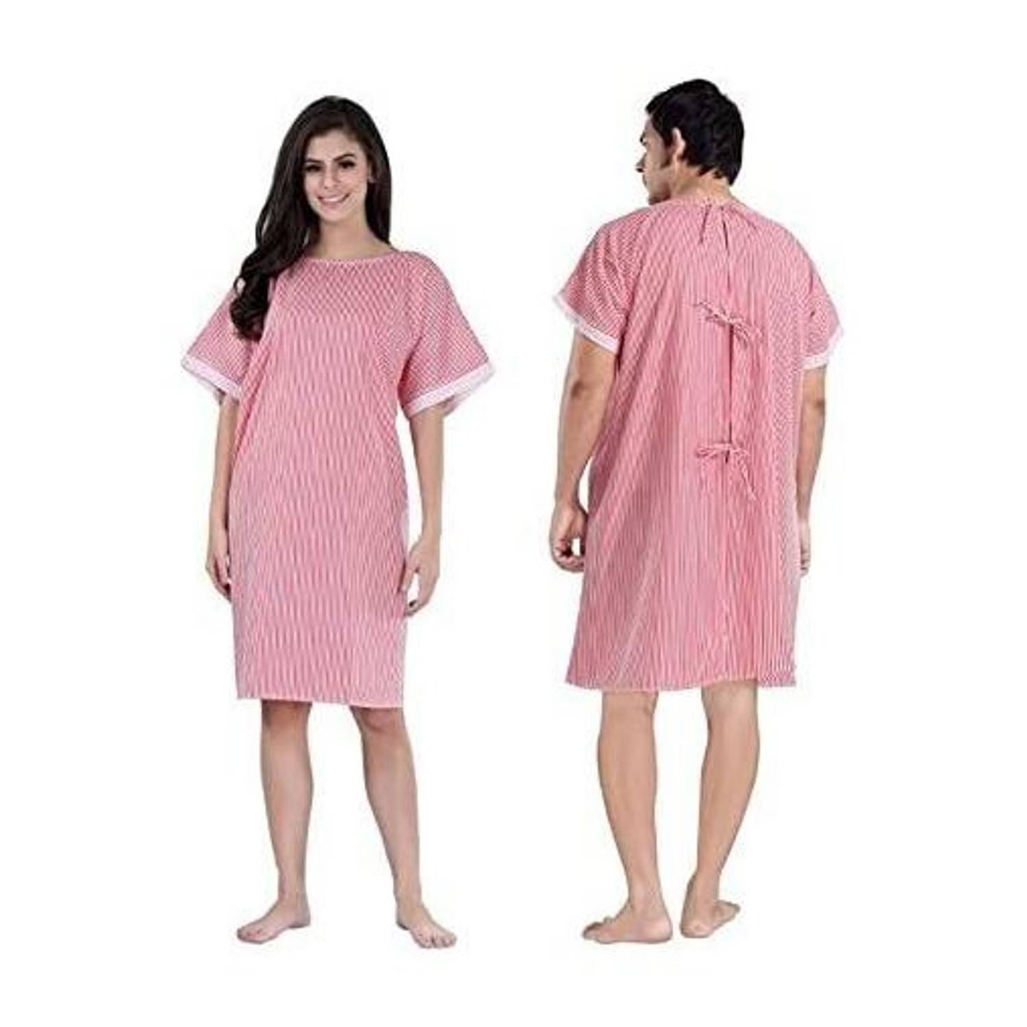 AVNEEL Patient Dress Patient Gown/Both Side Wearable, (red) Free Size Unisex Gown Hospital Scrub