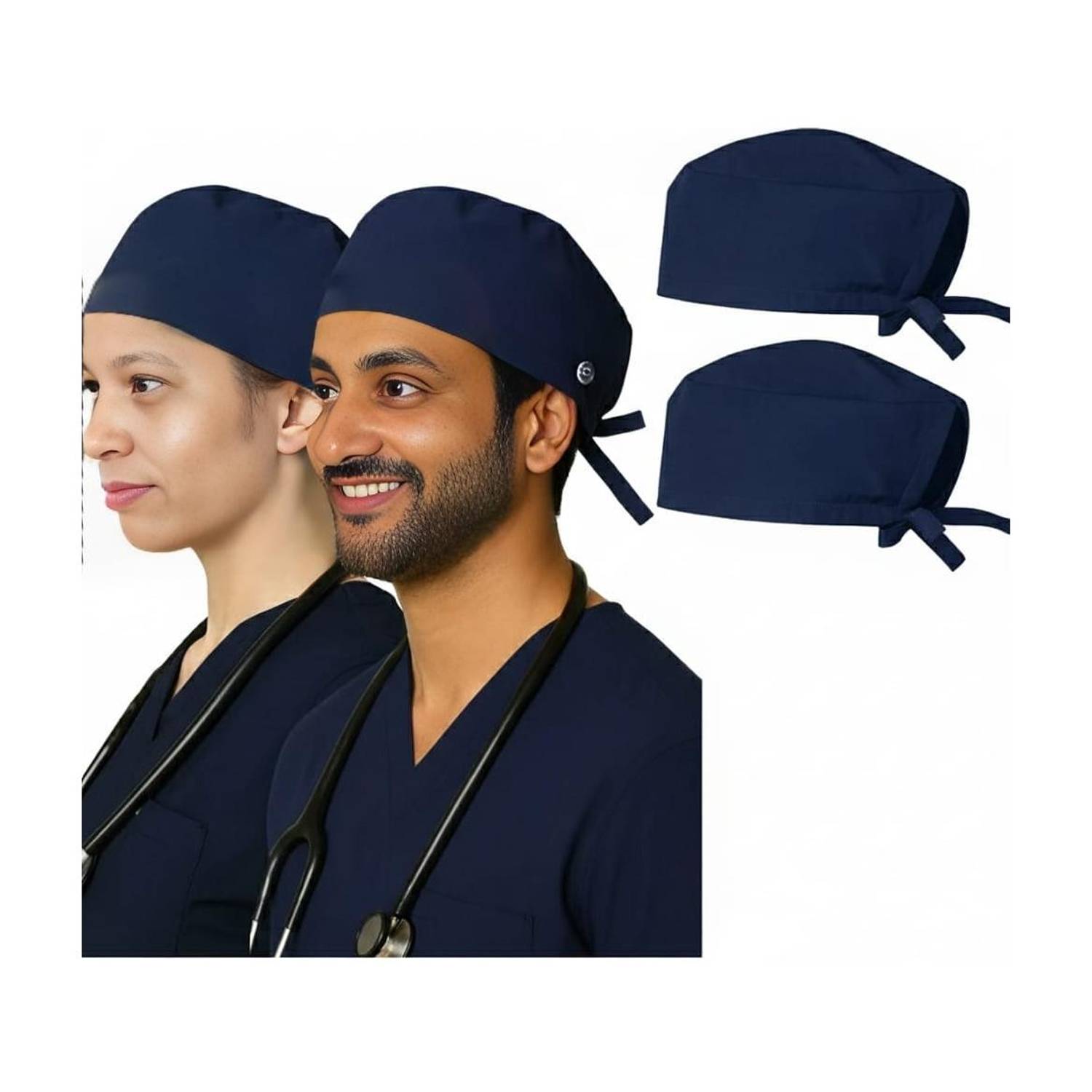 ANSTRADERS Navy Blue Head Cap pack of 2 Hospital Scrub Gown Hospital Scrub